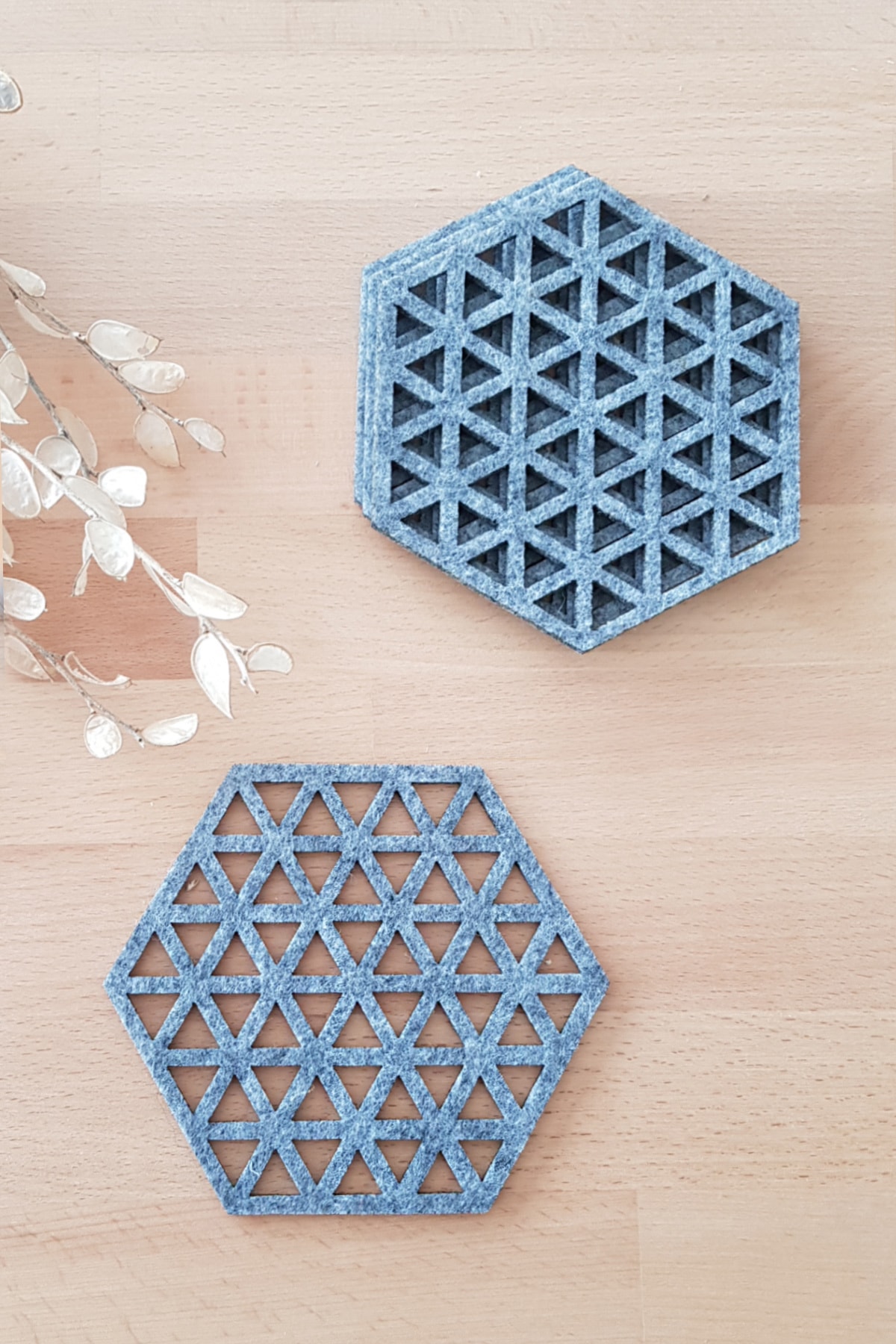 Funbou Keçe bardak altlığı, geometrik sekizgen / 4 adet