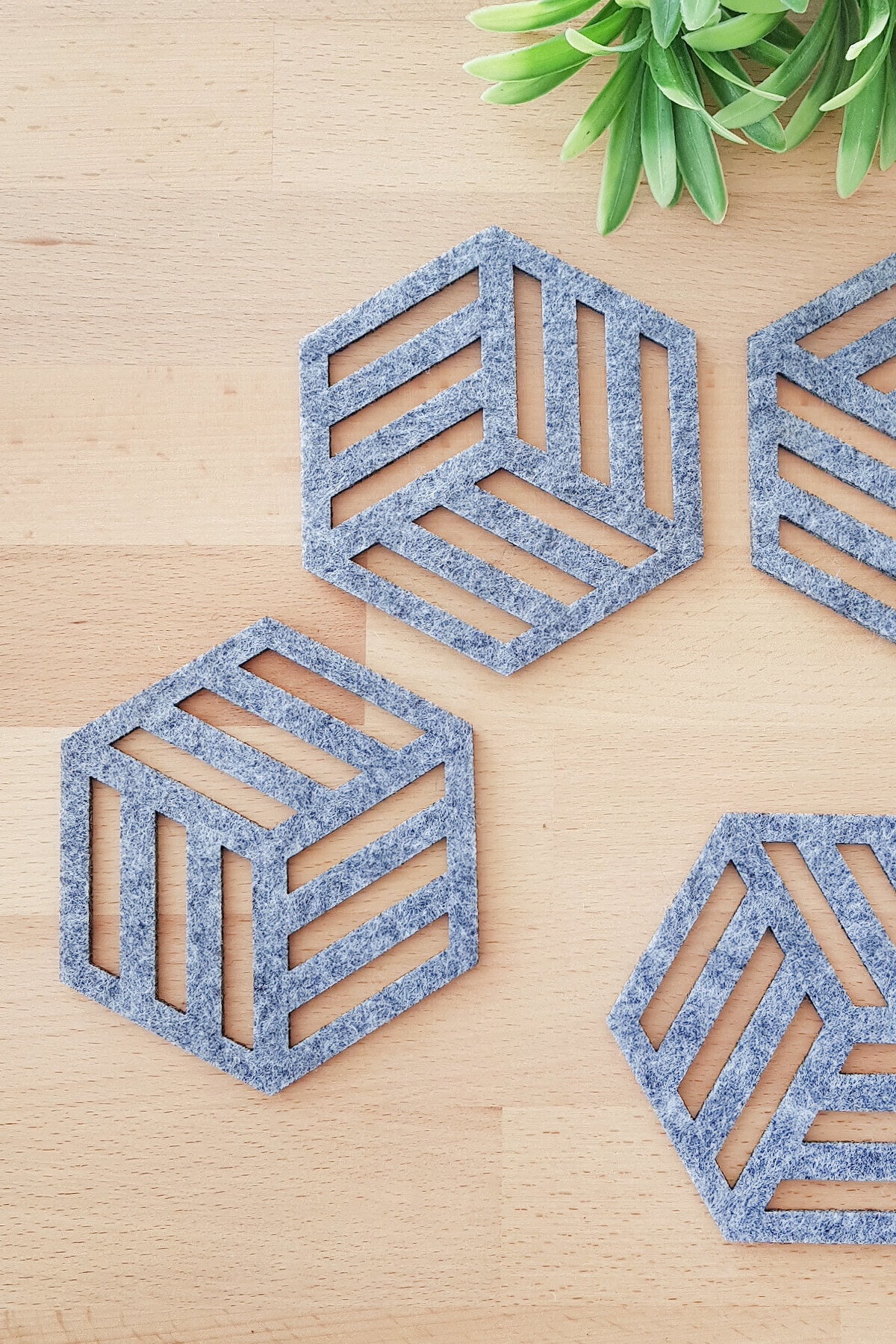 Funbou Keçe bardak altlığı, geometrik altıgen / 4 adet