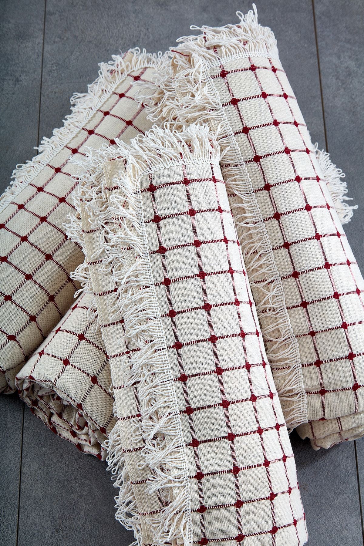 miss linda home collection % 100 Pamuklu Buldan Işi Koltuk Örtüsü Takımı Bordo (3 3 1 1)