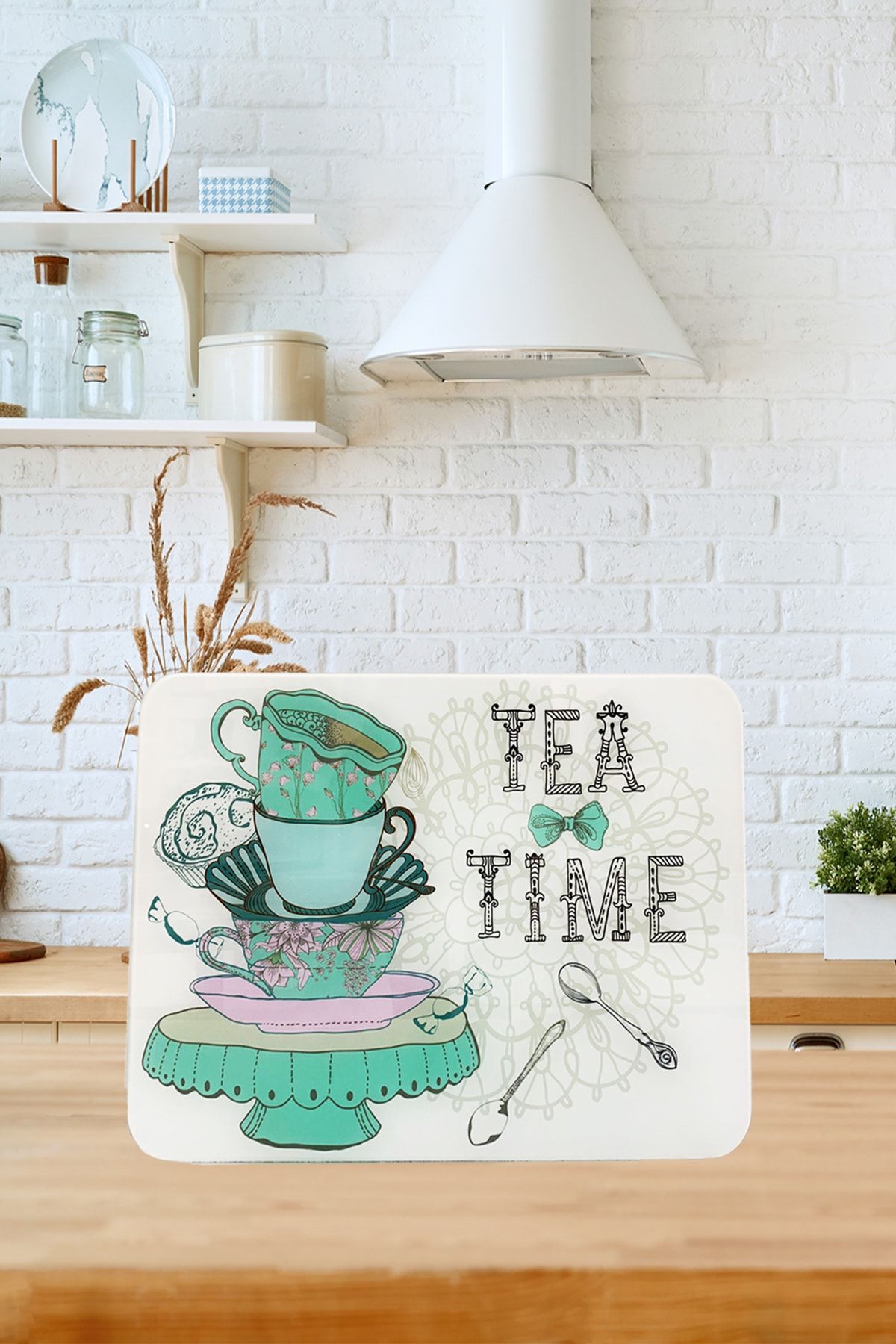 Saban Dekoratif Cam Kesme Tahtası 30cm X 40cm Tea Tıme