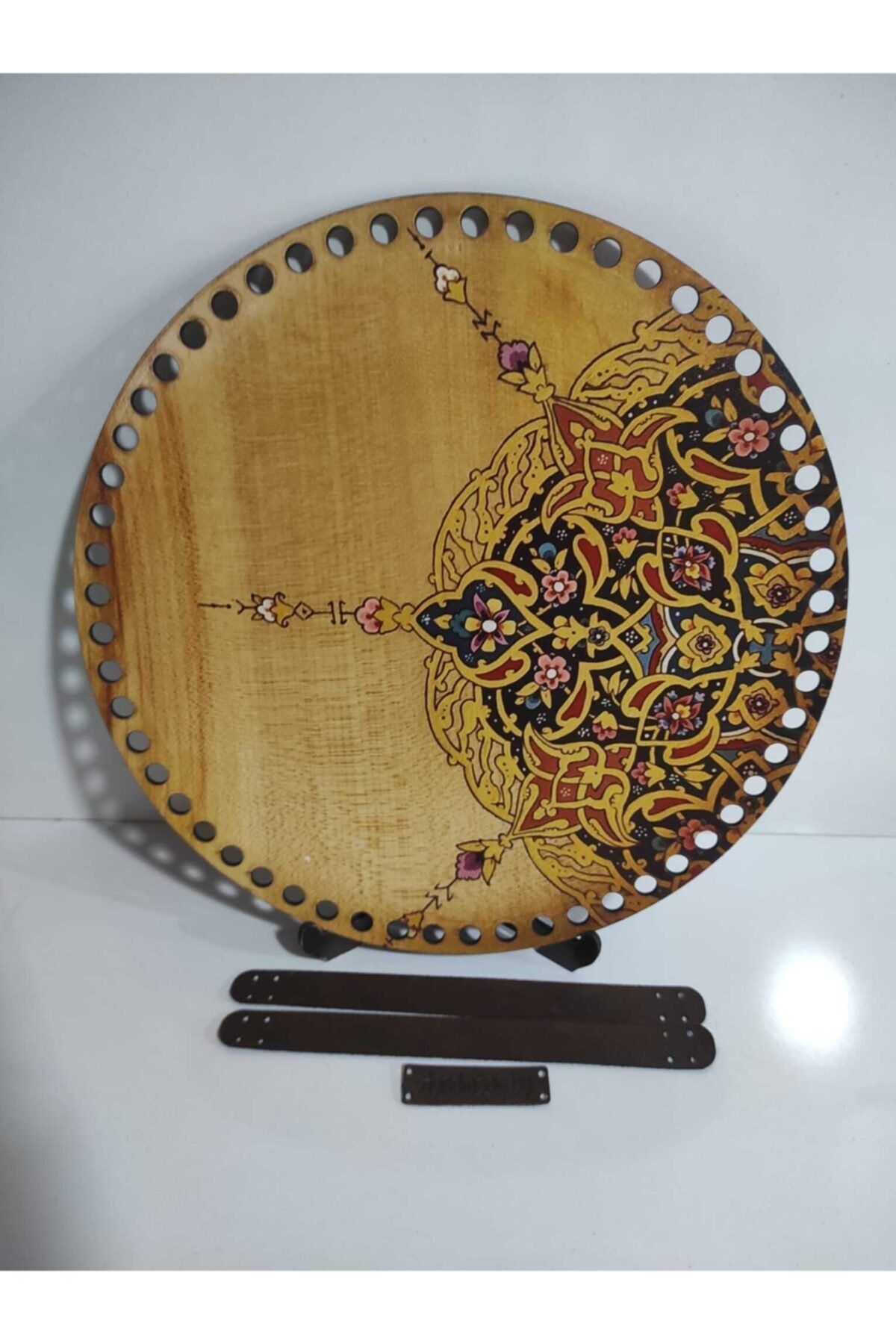 Eva Lazer Toptan Ahşap Dijital Baskılı Tepsi Tabanı, Baskılı Supla Runner , Deri Kulp Handmade Etiket 30cm 3mm Mdf