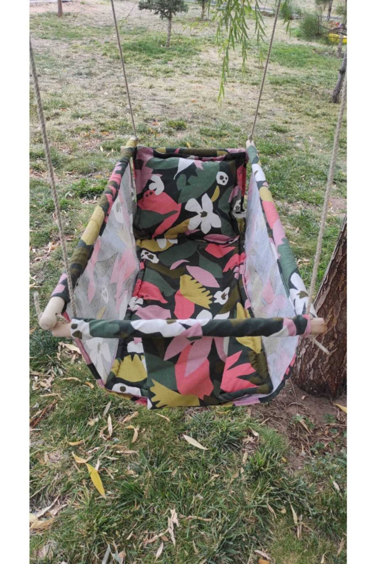 Aslan Home Bebek Uyku Salıncağı Çocuk Ahşap Hamak Beşik Salıncak Minderli Yatak Seti