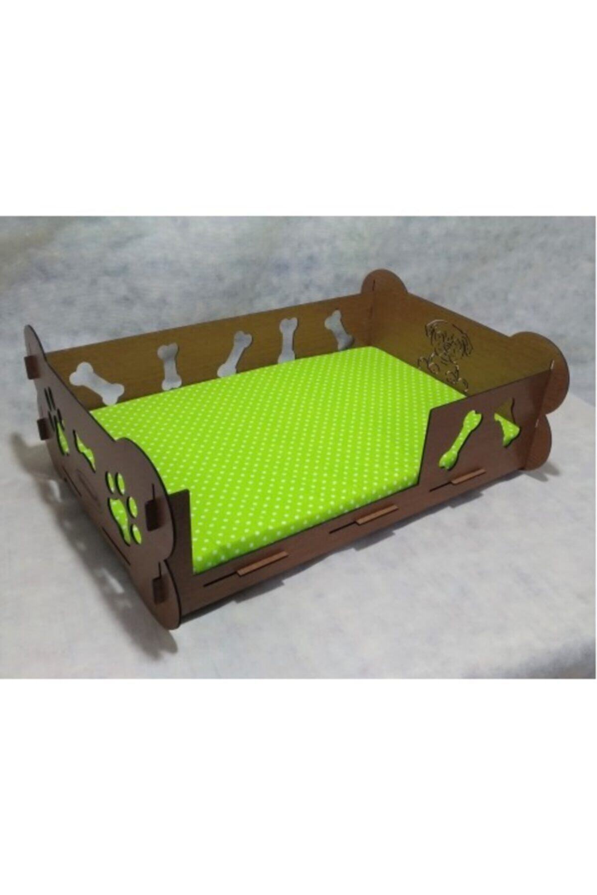 VOVOSHOP Lazer Kesim Ahşap Köpek Yatağı Minderli 55x35cm