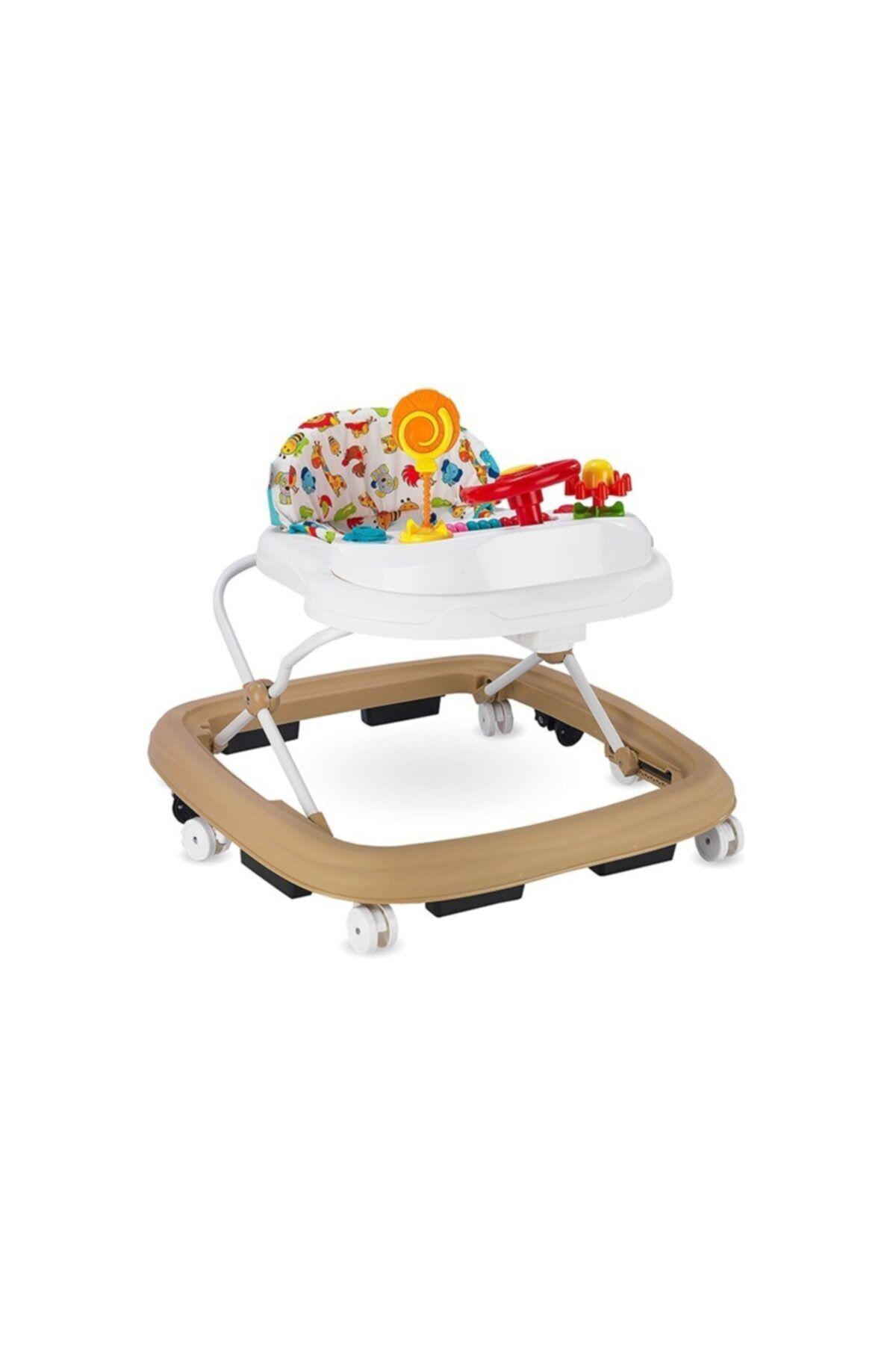 BabyHope Lüks Oyuncaklı Yürüteç Bebek Ilk Adım Yürüteç Kahverengi