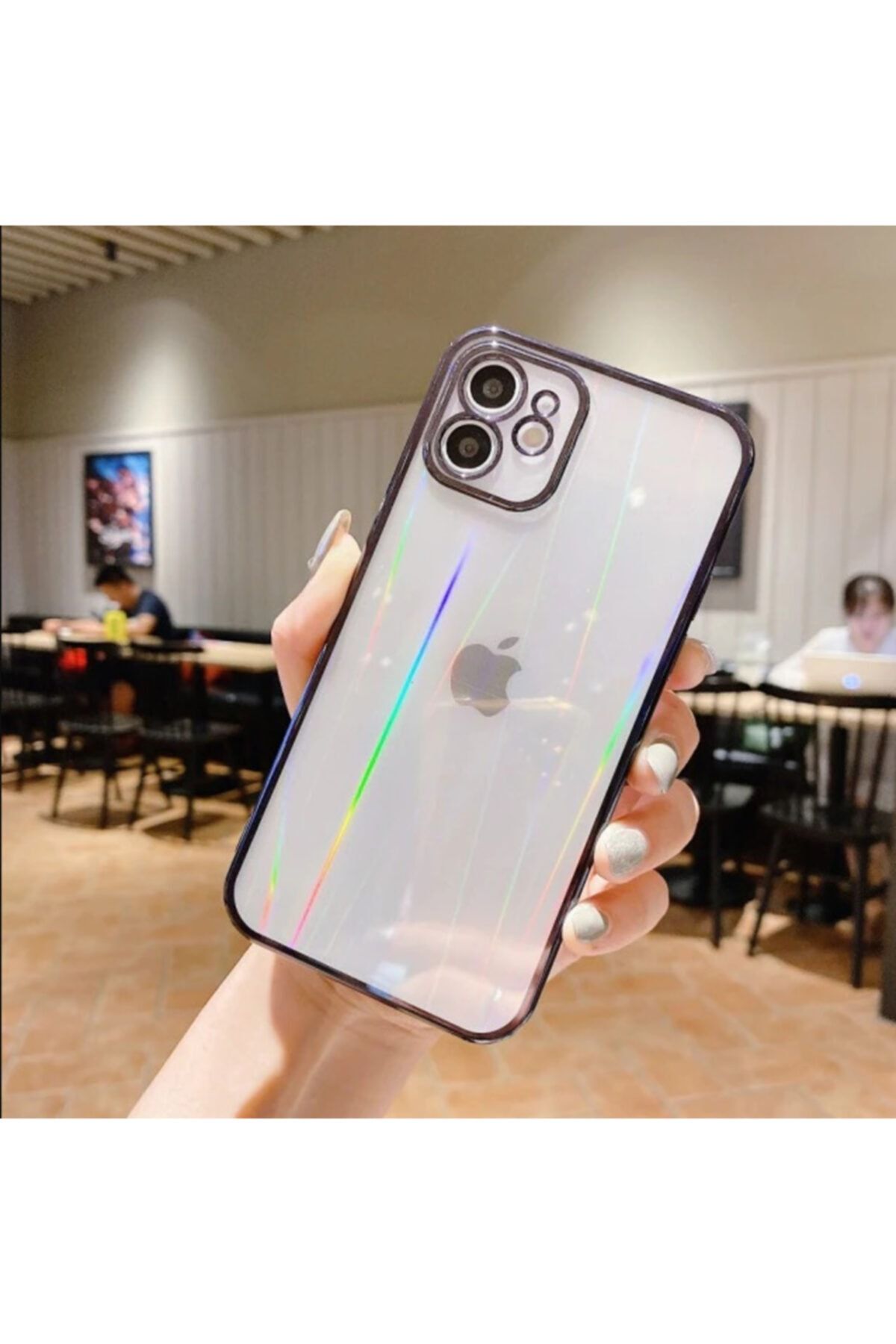TrendShopping Iphone 11 Uyumlu Kamera Korumalı Arkası Şeffaf Kenarları Renkli Kılıf