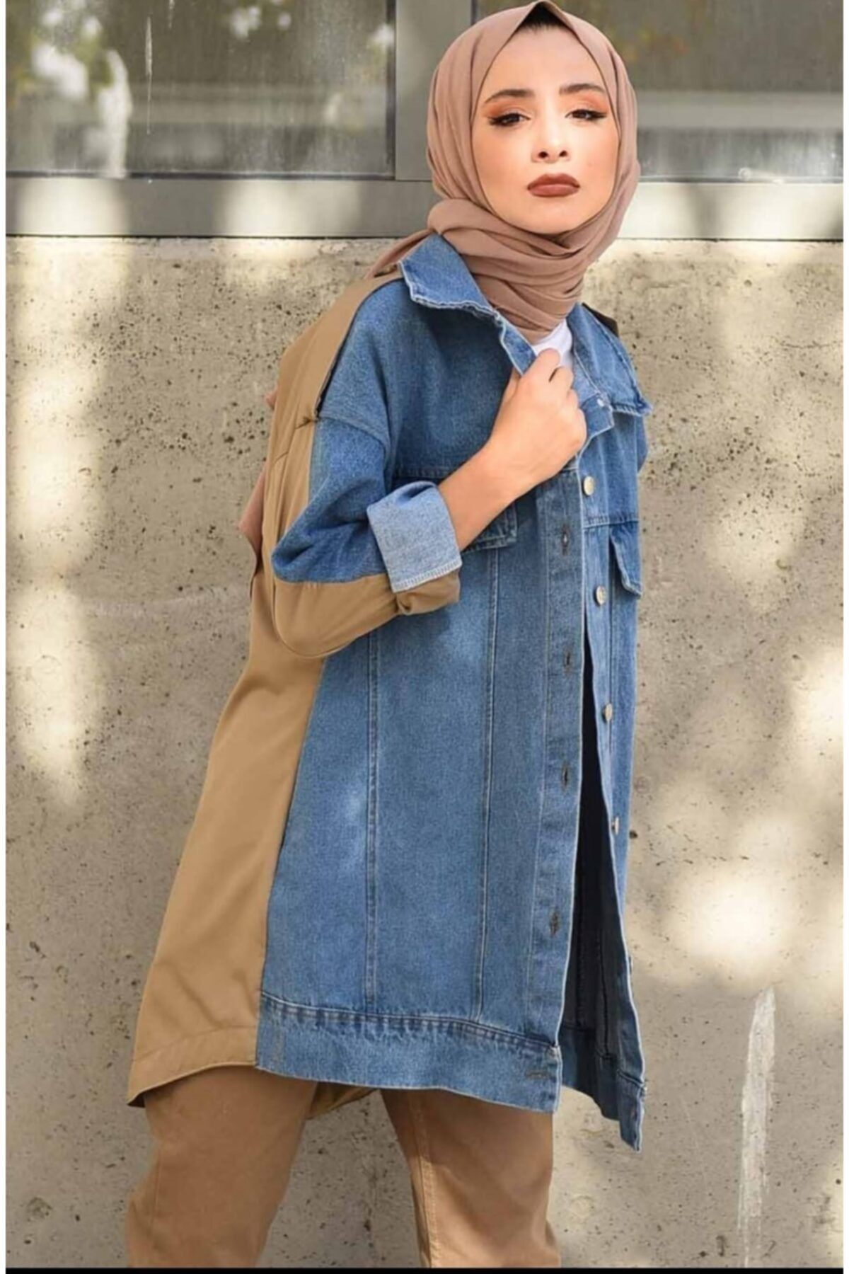 WİLLMANS MODA Kadın Denim Gizli Cepli Düğme Kapamalı Rüzgarlık Mont /trençkot
