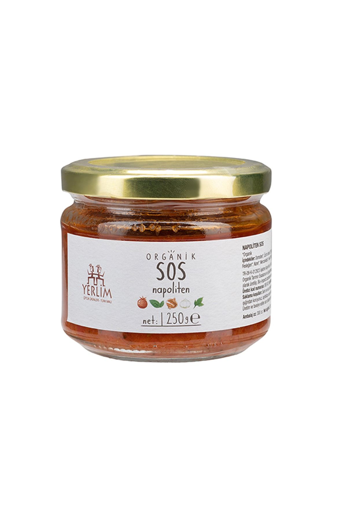 Yerlim Organik Sos Napoliten 250 gr Vegan Glutensiz