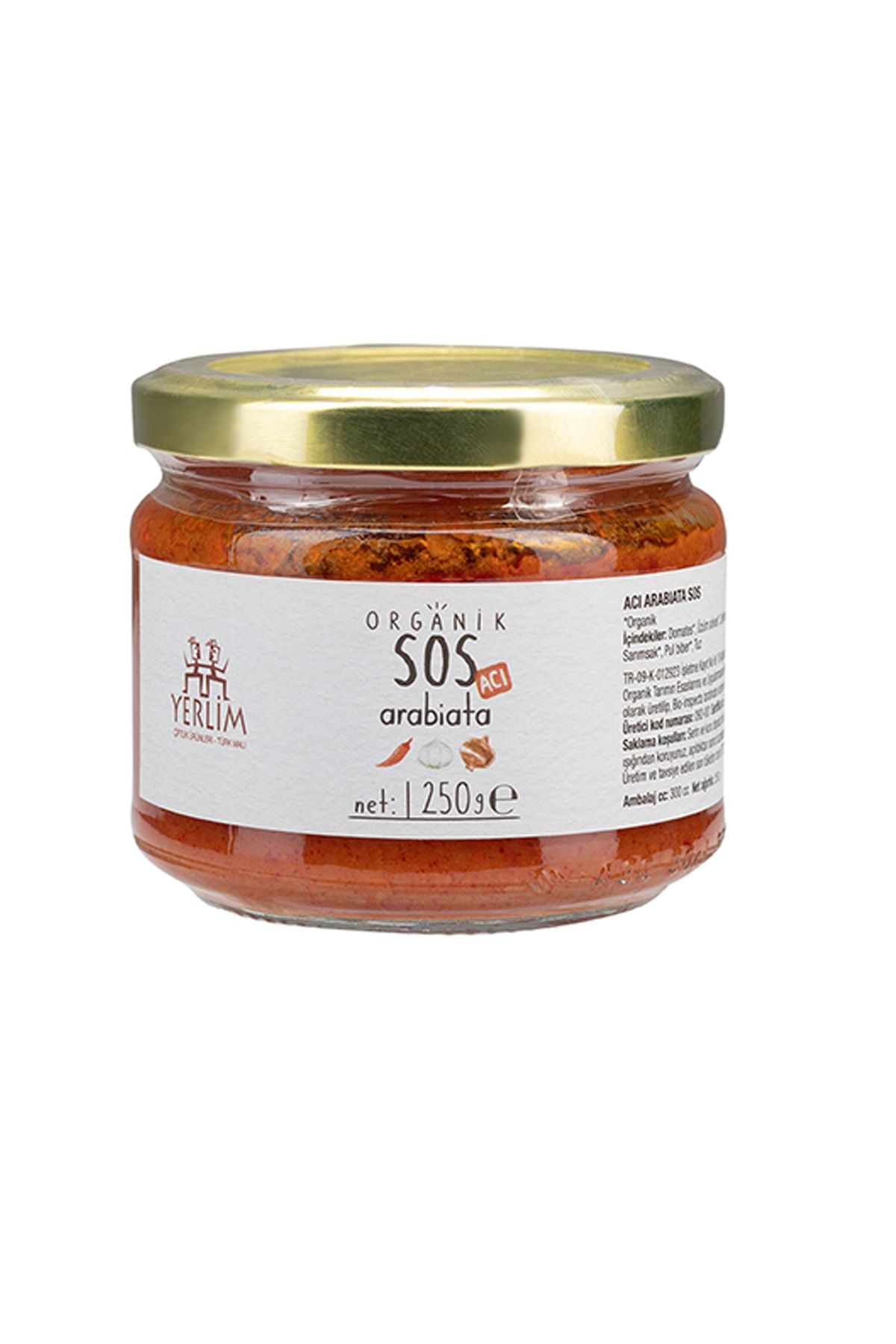 Yerlim Organik Sos Arabiata 250 gr Vegan Glutensiz