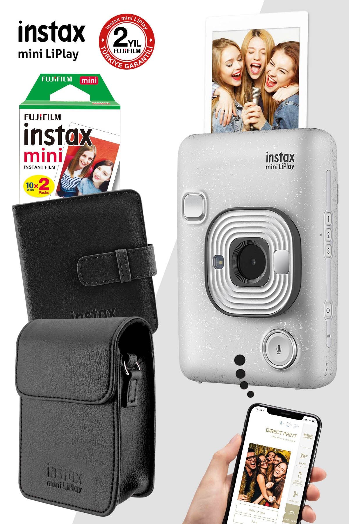 Fujifilm instax mini LiPlay Hybrid Stone White Fotoğraf Makinesi Hediye Seti