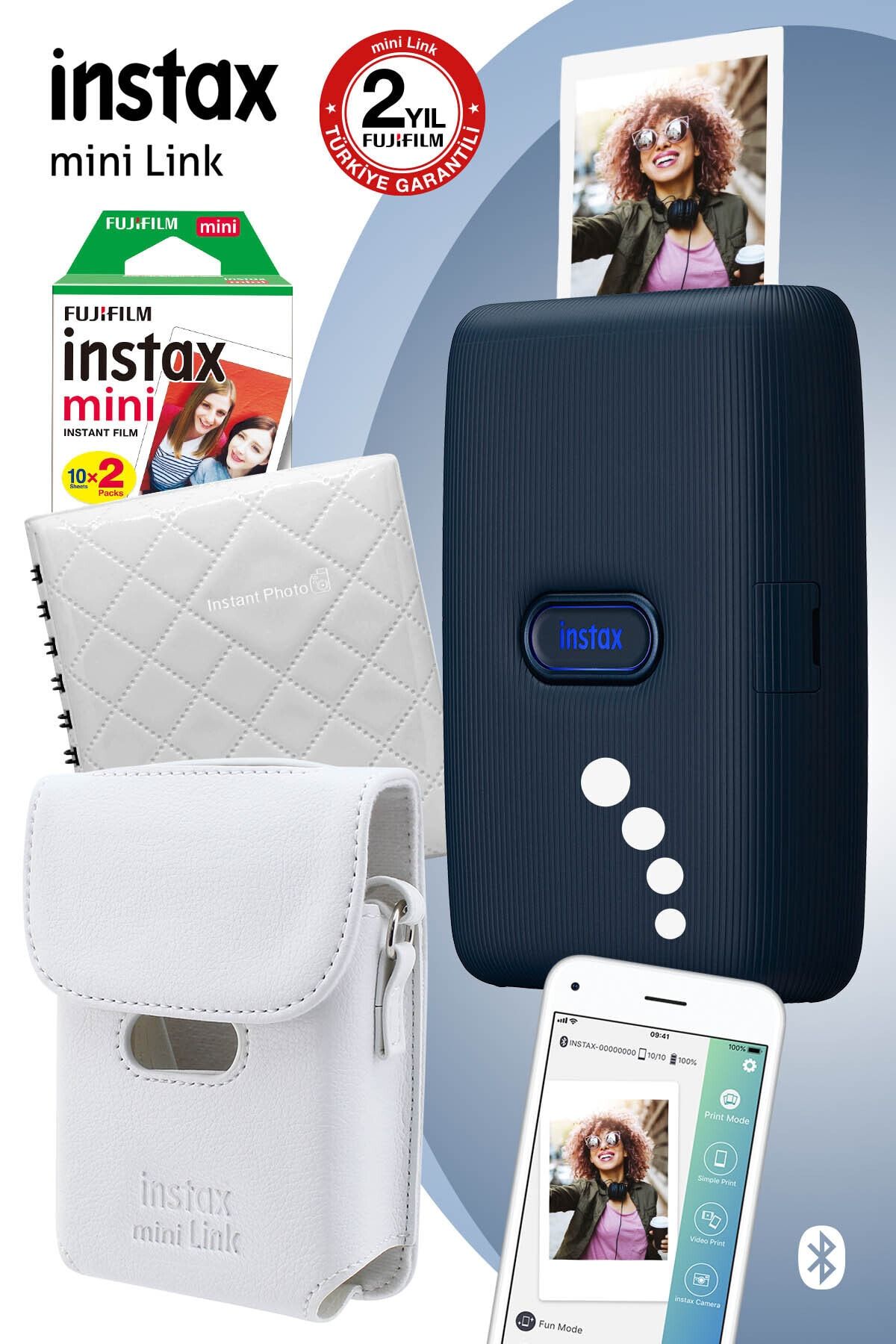 Fujifilm Instax mini Link Mavi Akıllı Telefon Yazıcısı ve Hediye Seti 1