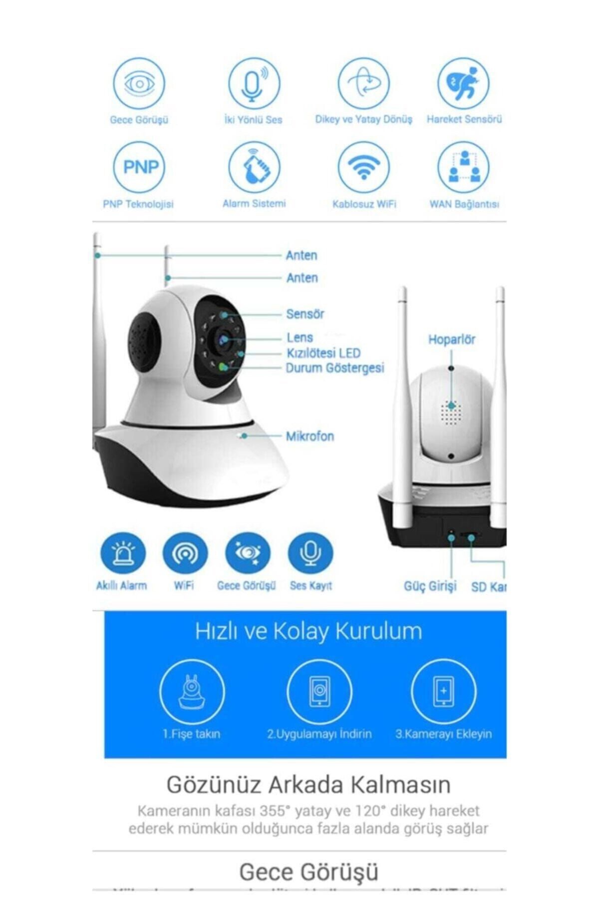 BLG Angeleye 360º Kablosuz Wifi Ip Kamera 1080p Hd Hareketli Gece Görüşlü Kamera