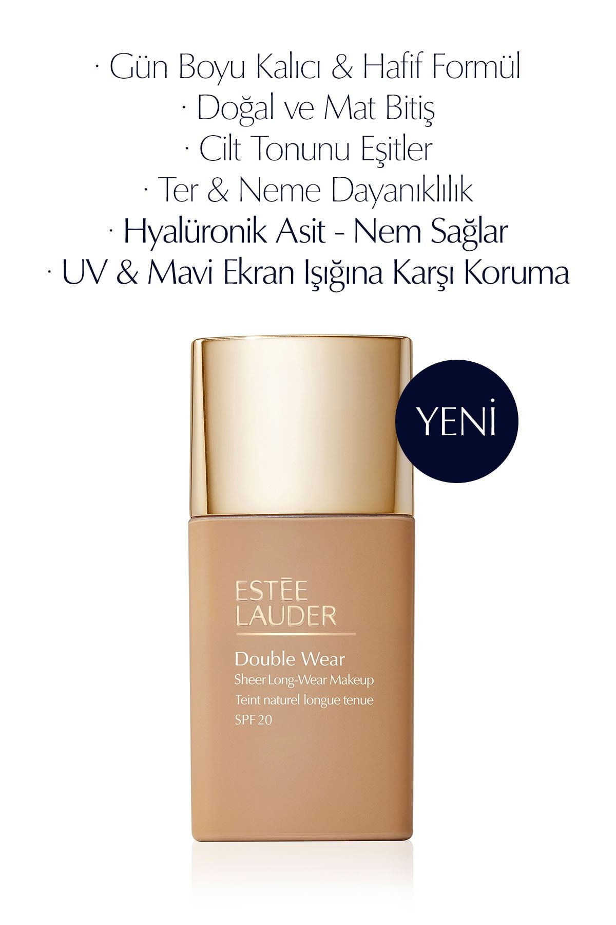 Estee Lauder Double Wear Sheer Işıltı Ve Nem Etkili Hafif Dokulu Fondöten Spf20 - 30 Ml 3w1 Tawny 887167533257