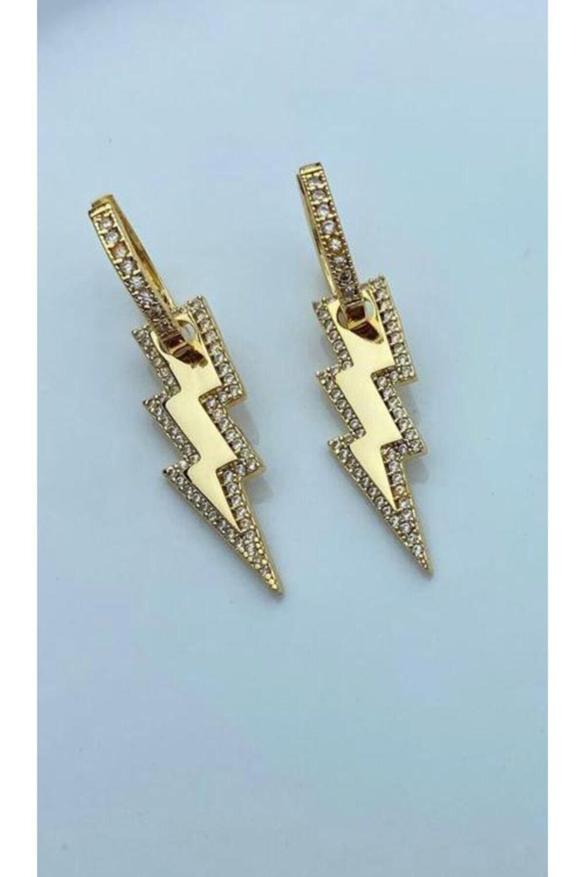 Miyu Accessories Kadın Pırlanta Taşlı Çelik Şimşek Küpe
