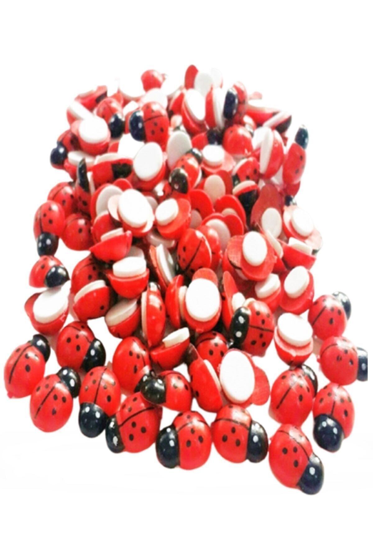 ByOzras Yapışkanlı  Uğur Böceği 50li - Kırmızı