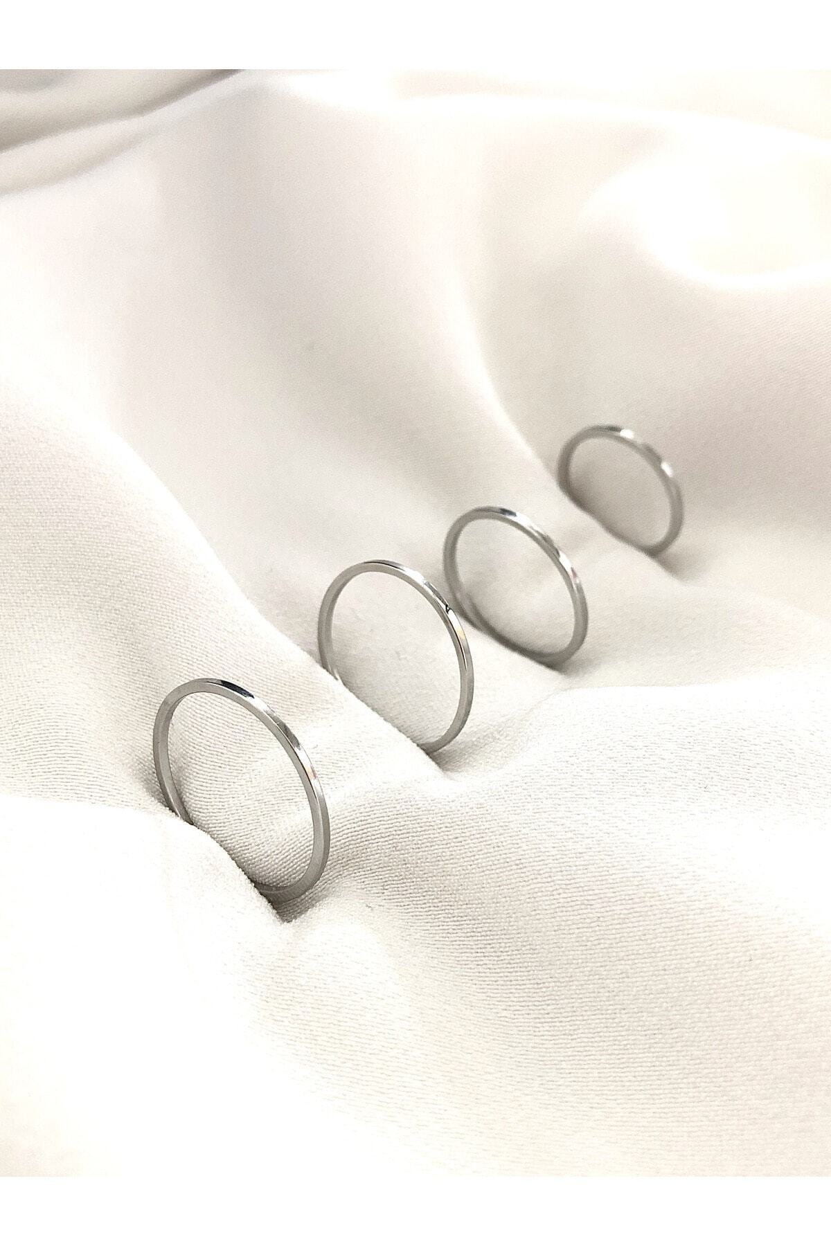 The Y Jewelry Kadın Gümüş Renk 4lü Eklem Yüzük