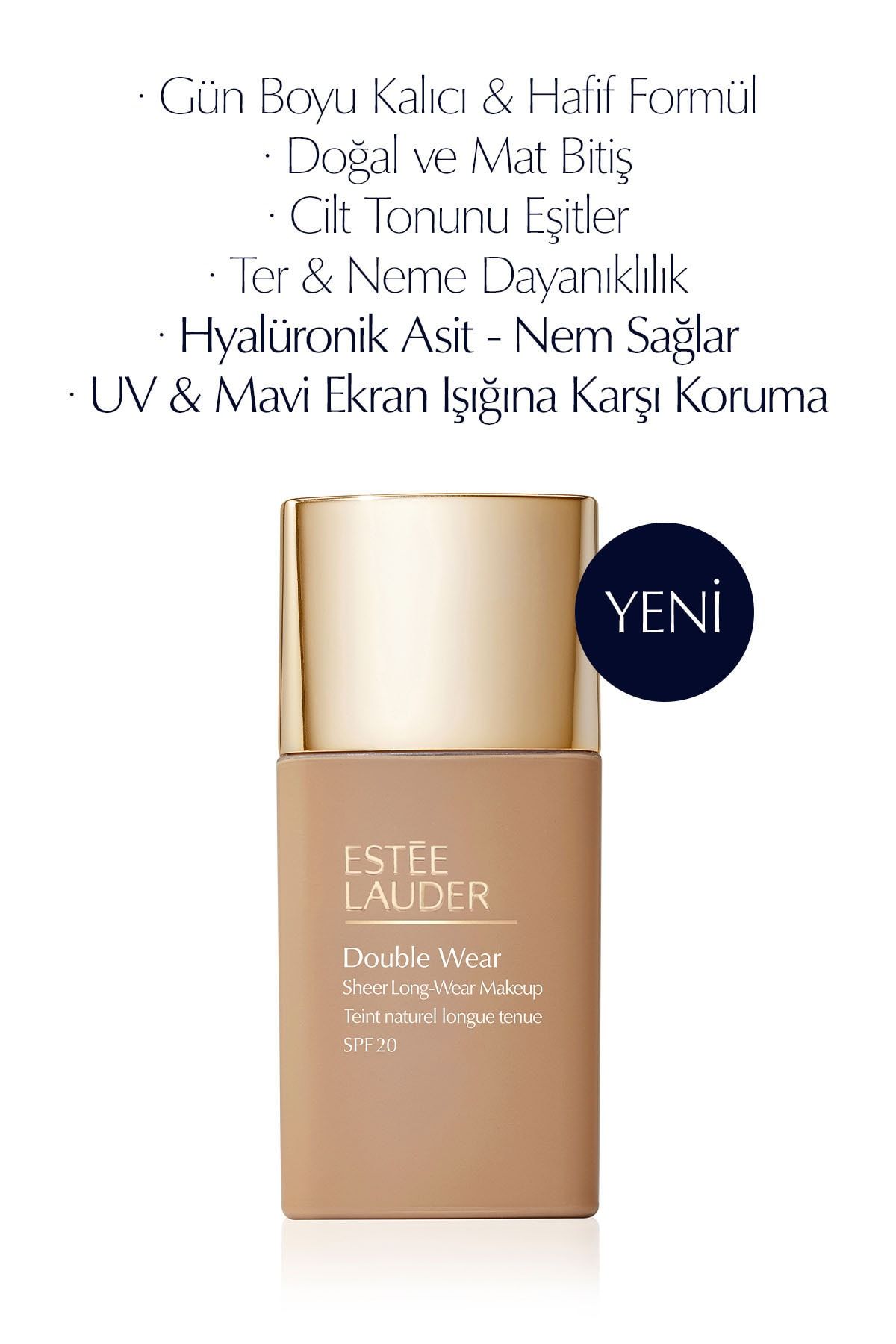 Estee Lauder Double Wear Sheer Işıltı Ve Nem Etkili Hafif Dokulu Fondöten Spf20 -30ml 3n1-ıvory Beige887167533202