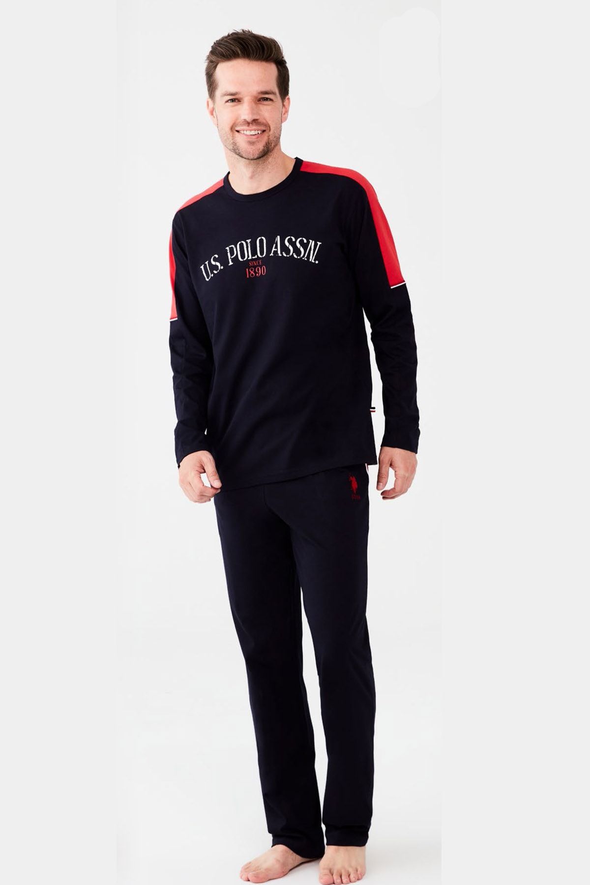 U.S. Polo Assn. %100 Pamuk Lacivert Erkek Pijama Takım