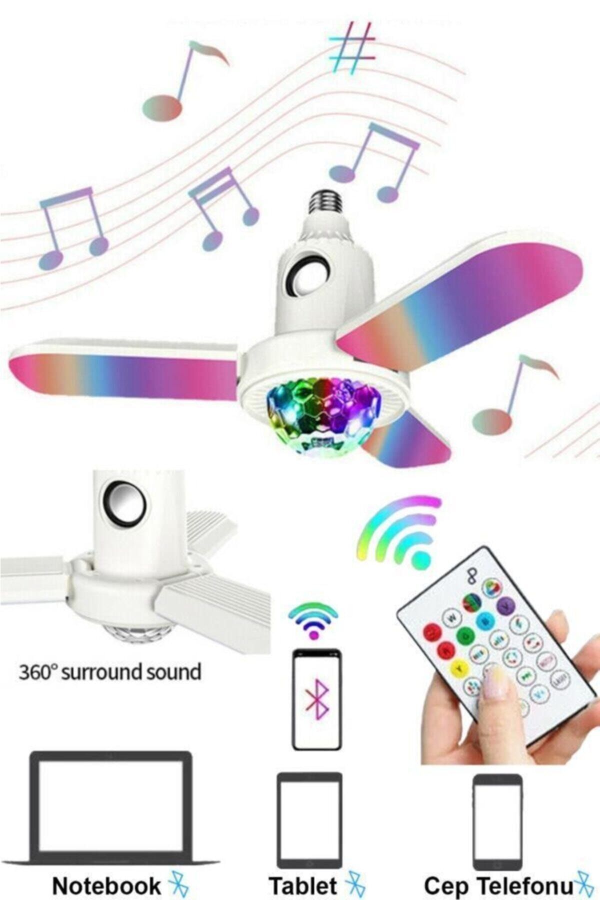 Realx Led Uzaktan Kumandalı Bluetooth Müzik Çalar Rgb Disko Lamba Ampul Speaker