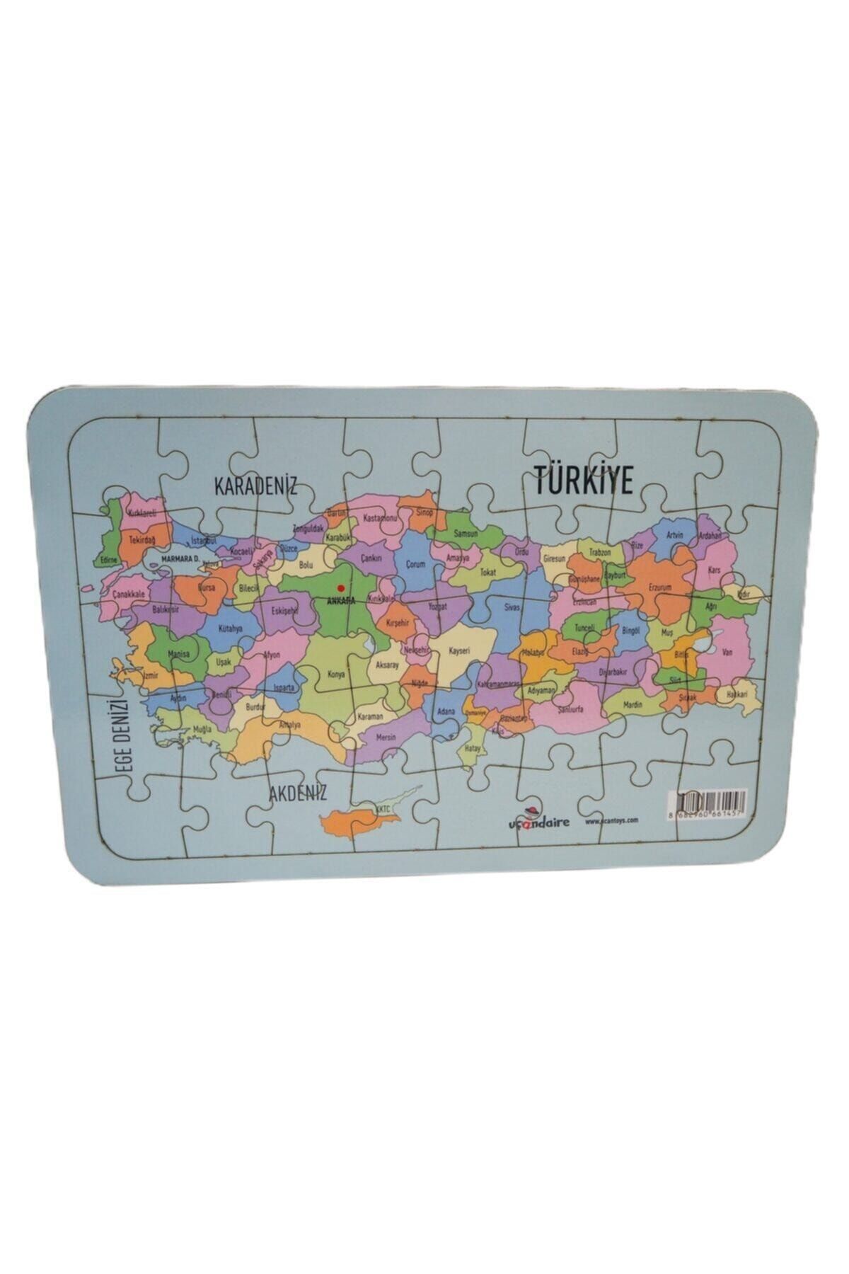 Uçandaire - 40 Parça Ahşap Türkiye Haritası Puzzle Yapboz