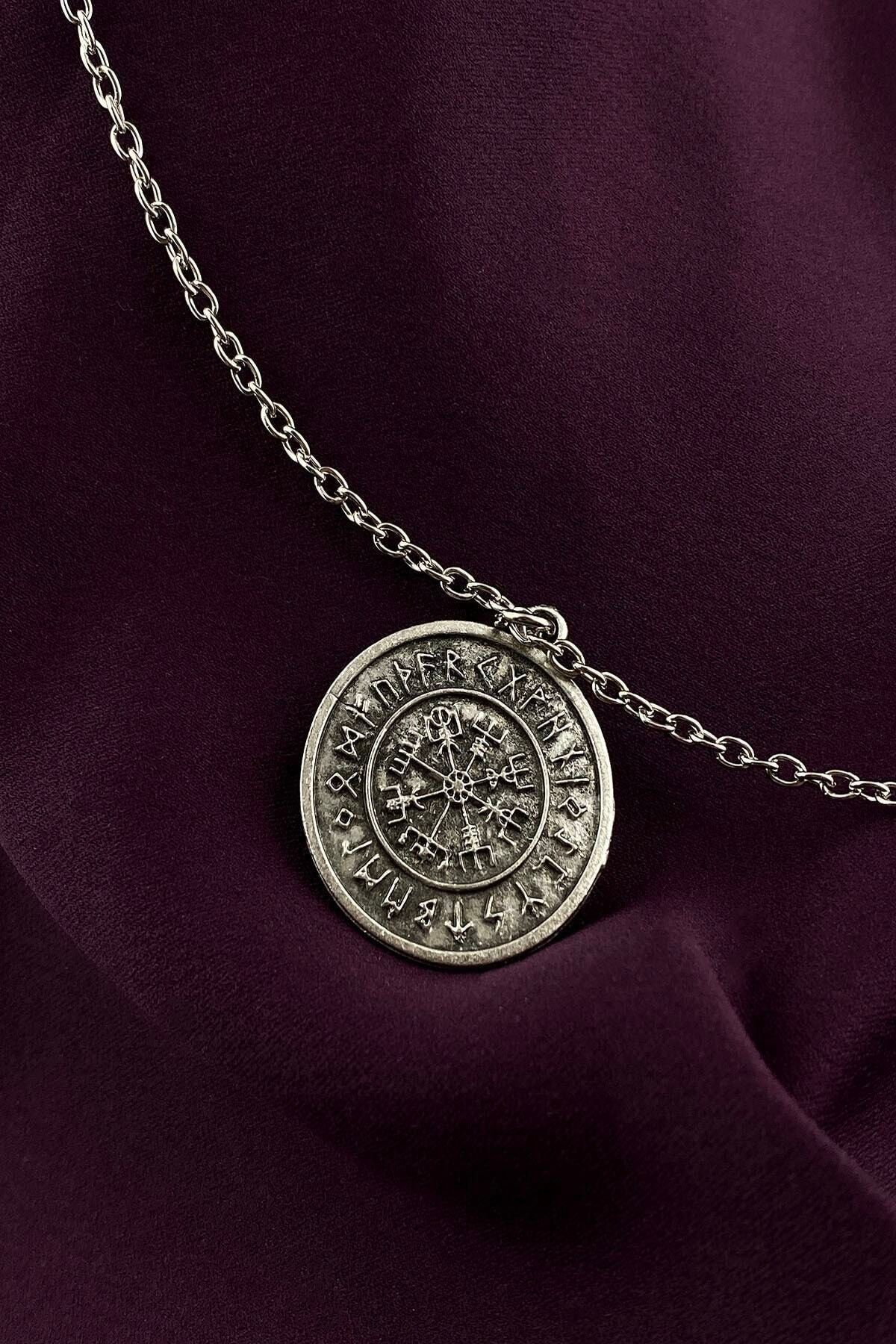 MOONİ ACCESSORİES Viking Pusulası Gümüş Kaplama Zincir Kolye