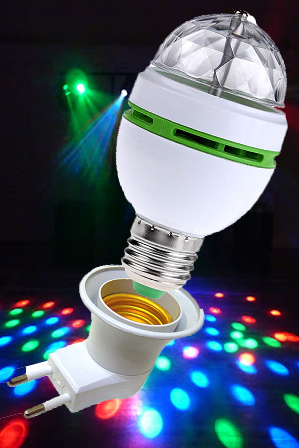 Mobee Renkli Disko Ampulü Lambası E27 Duy Led Ampul Dönen Disco Topu