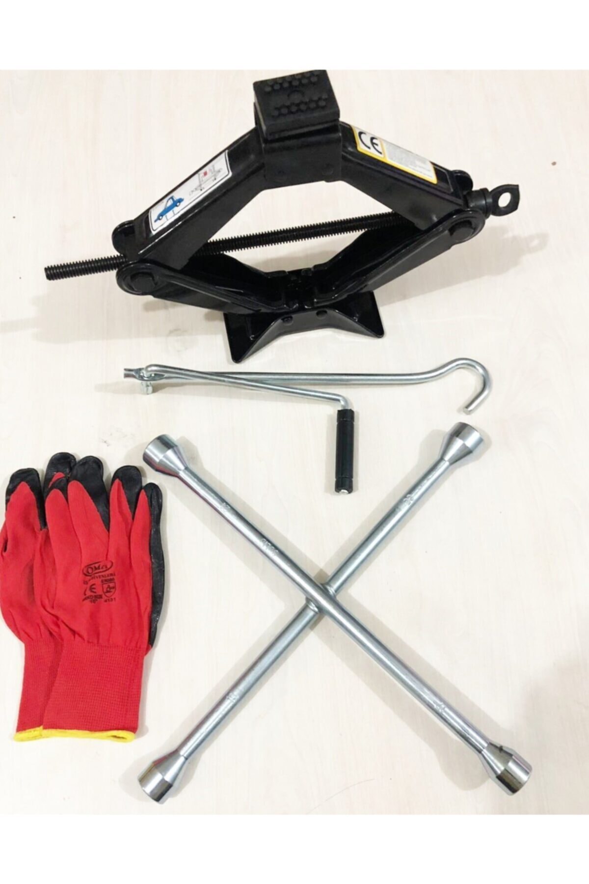 yso eldiven Lastik Tamir Seti 2 Ton Kriko 4 Lü Bijon Anahtarı Ve Eldiven