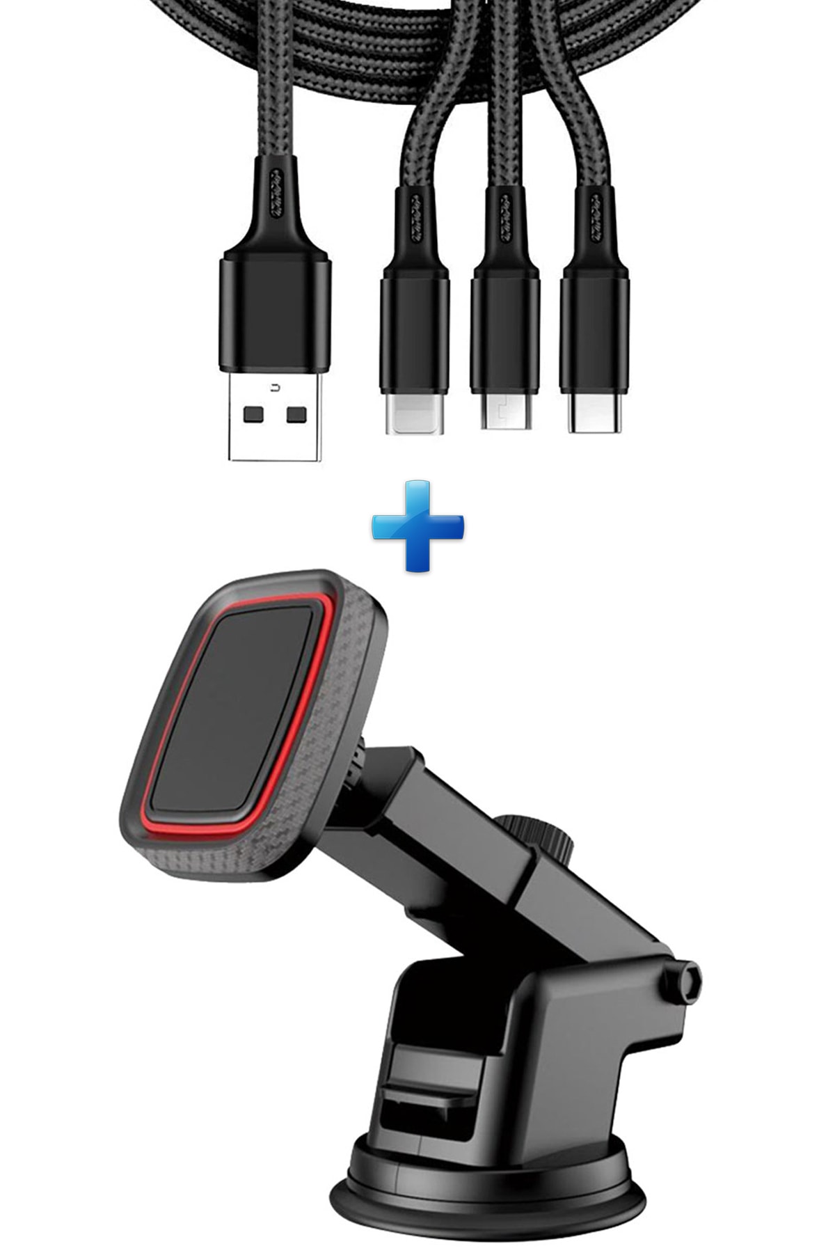 MEZİGARC Reno Toros Uyumlu Set Araç Mıknatıslı Akrobat Telefon Tutucu Ve 3in1 Şarj Kablosu