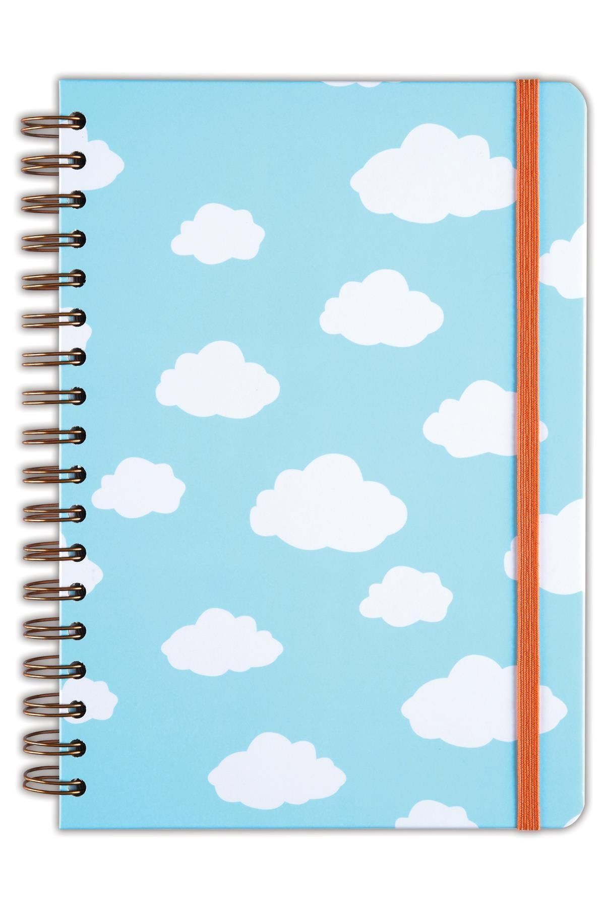 Matt Notebook 17x24 Cm Lastikli Spiralli Sert Kapak Not Defteri Çizgili Bulut
