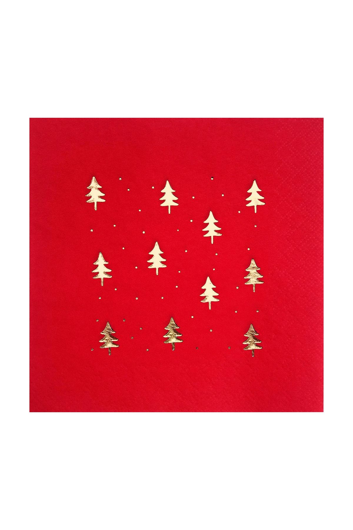Story 33x33 Cm Altın Varak Çam Ağaçları Desenli 16'lı Kırmızı Renkli Kağıt Peçete