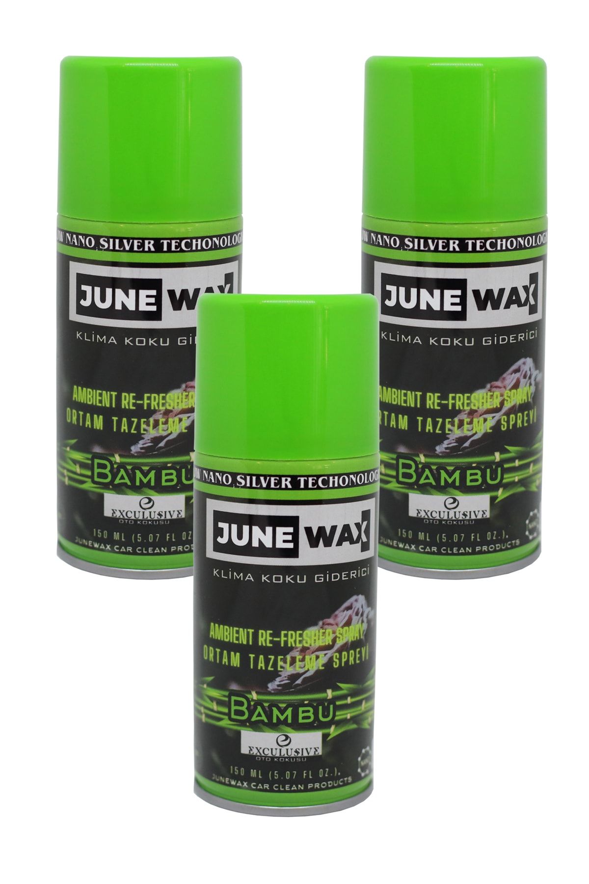 JUNE WAX Klima Koku Giderici Bambu 150 Ml / Parfüm Esanslı Koku Bombası / 3lü Paket