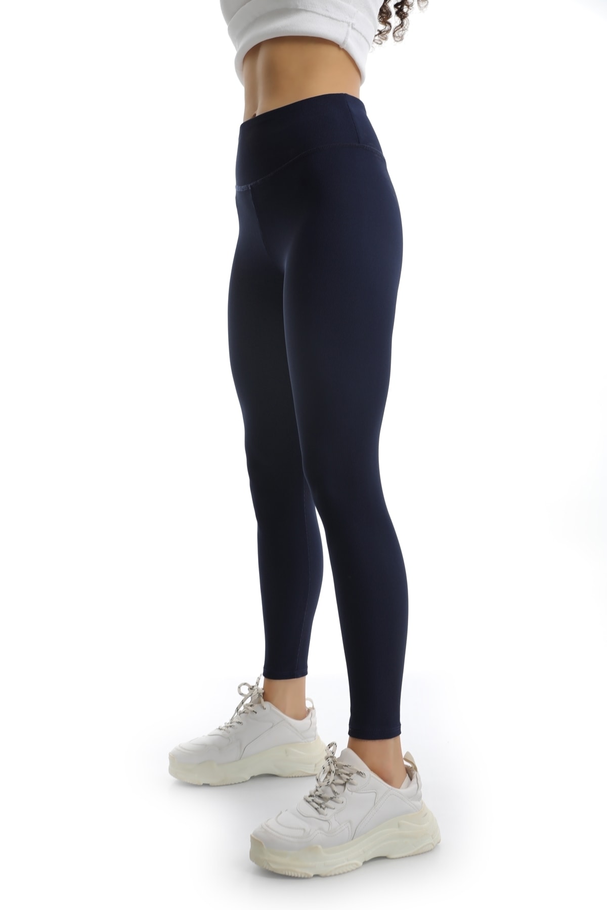 MD trend Kadın Lacivert Yüksek Bel Toparlayıcı Fitilli Spor Tayt