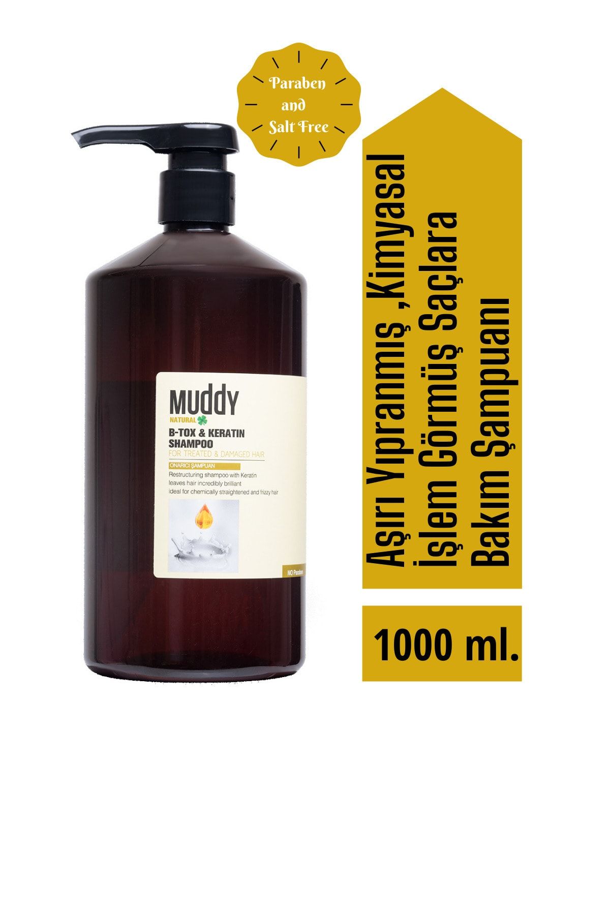 Muddy B-tox&keratin Onarıcı Saç Şampuanı 1000 ml 8697426731780