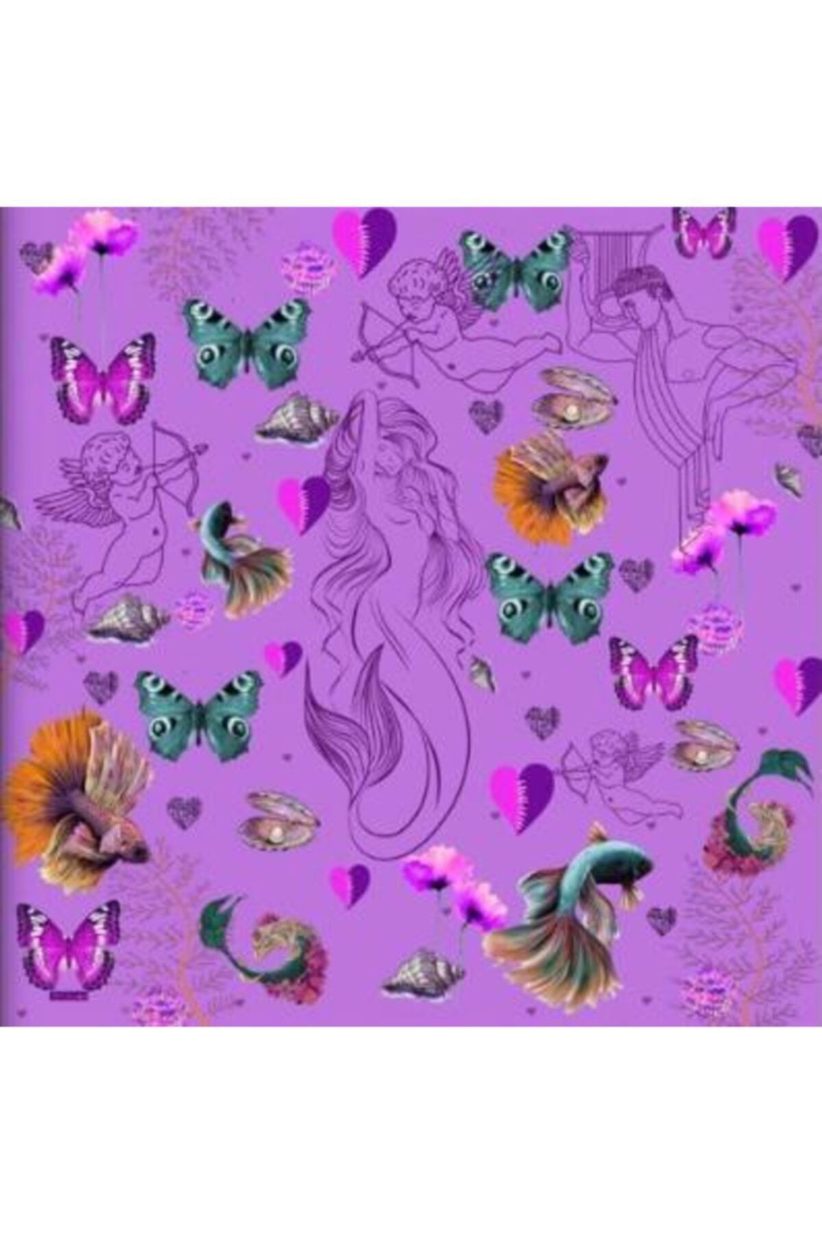 NESYELDAN Lilac Love Ipek Saten Fular