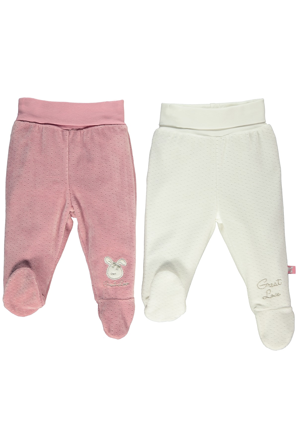 Bebetto Jakarlı Kadıfe Patıklı Pantolon 2lı Bebek Alt (great Love) (t2150)