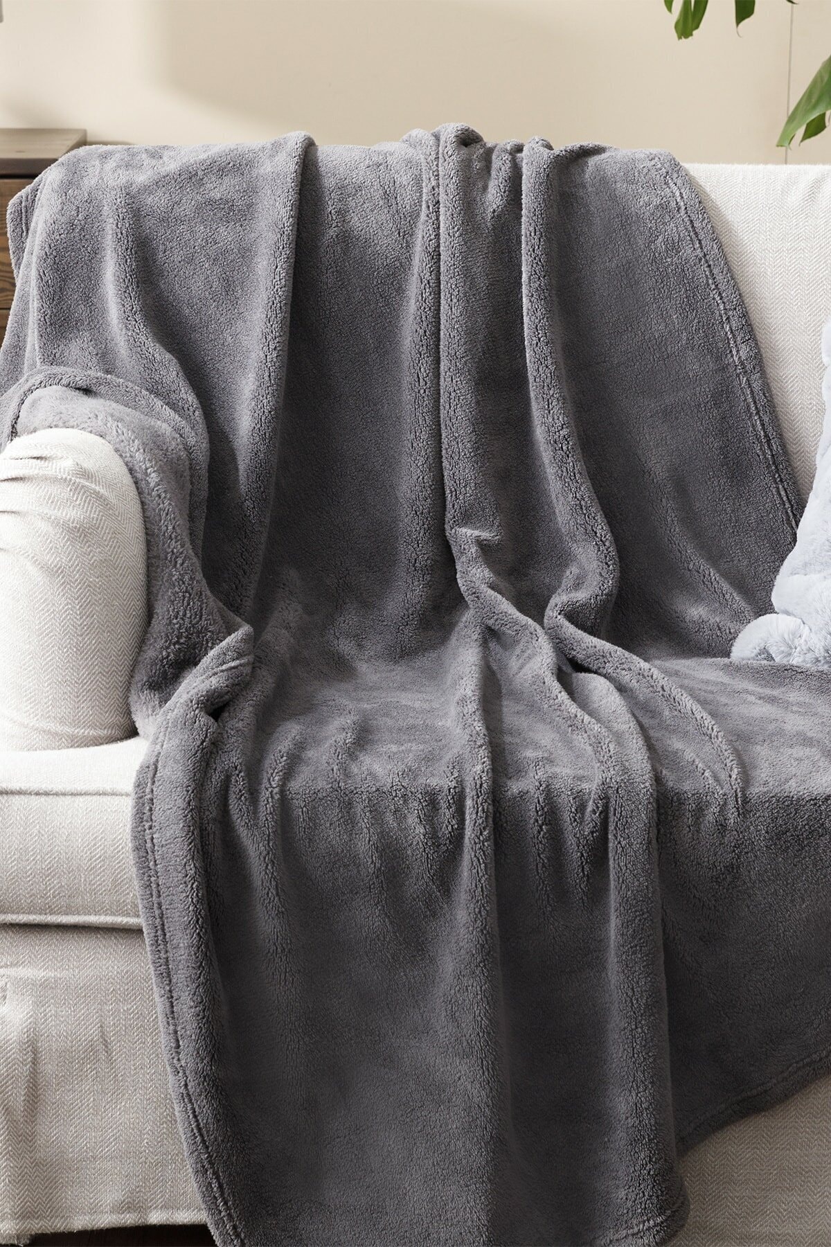 Mulberry Wellsoft Battaniye, Antrasit Televizyon Battaniyesi, Peluş, Polar Battaniye, Çift Kişilik 220*230