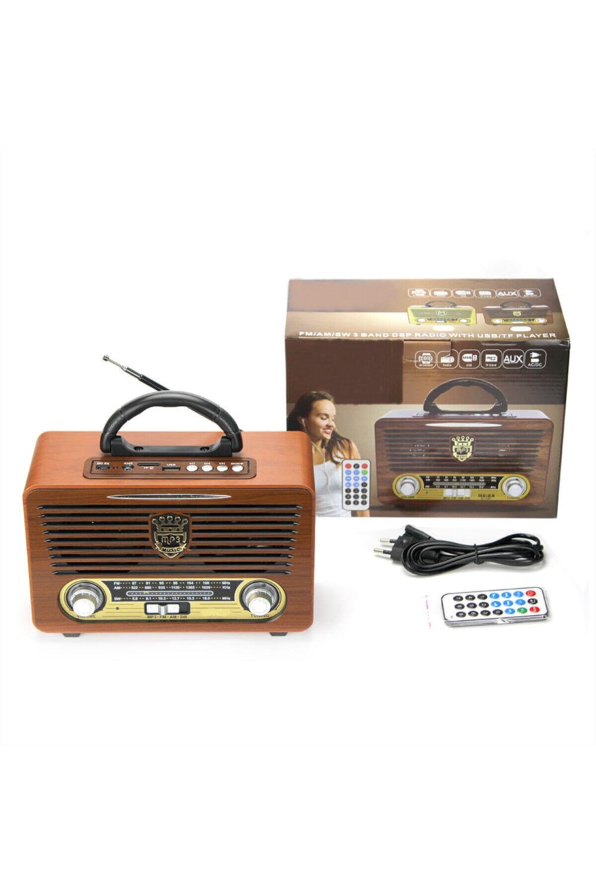 Dynego Nostaljik Ahşap Radyo Bluetooth Usb Sd Kart Girişli Kumandalı Radyo Mp3