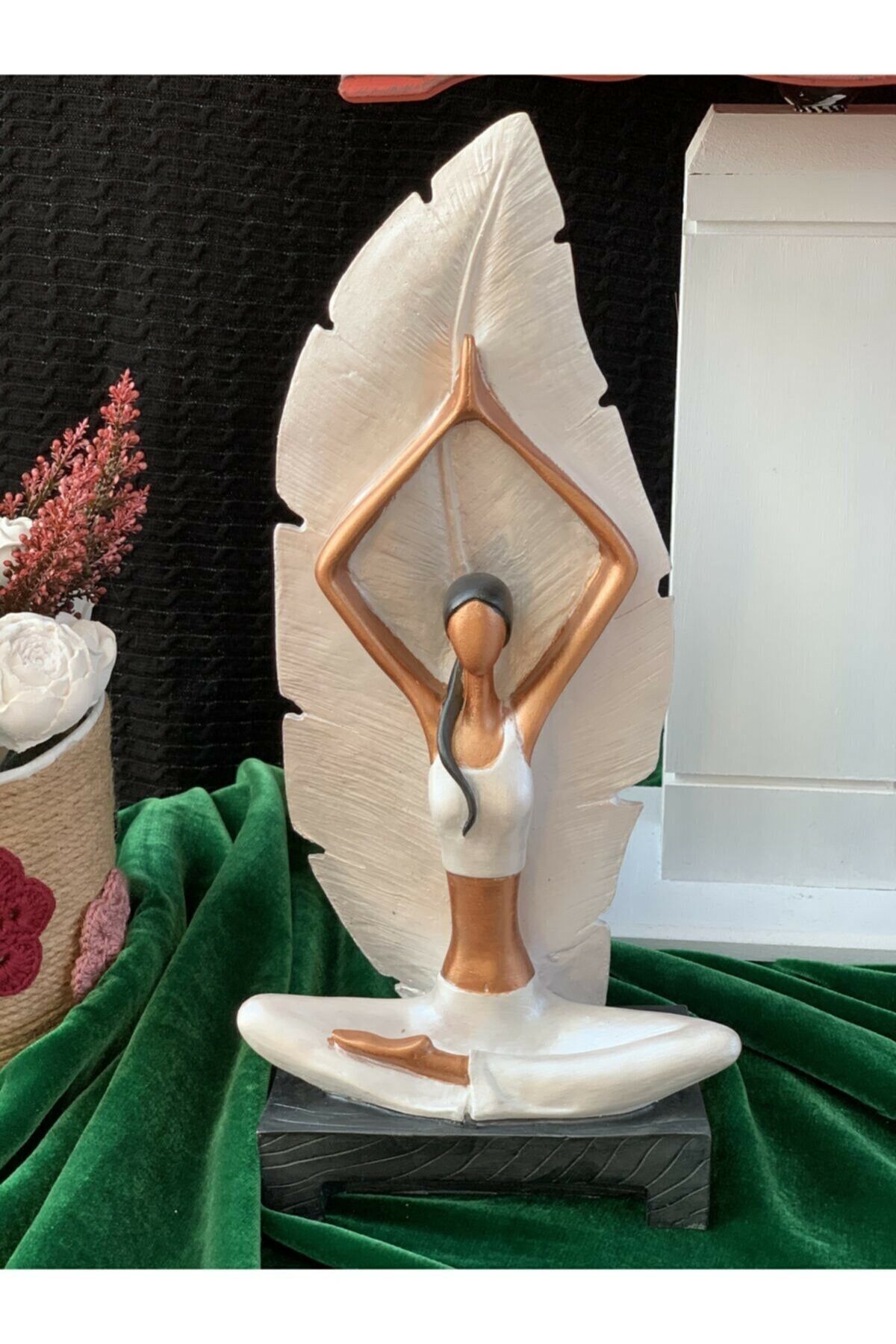 OrdoVeni Bakır Renk Yoga Yapan Kadın Heykel Büst Biblo