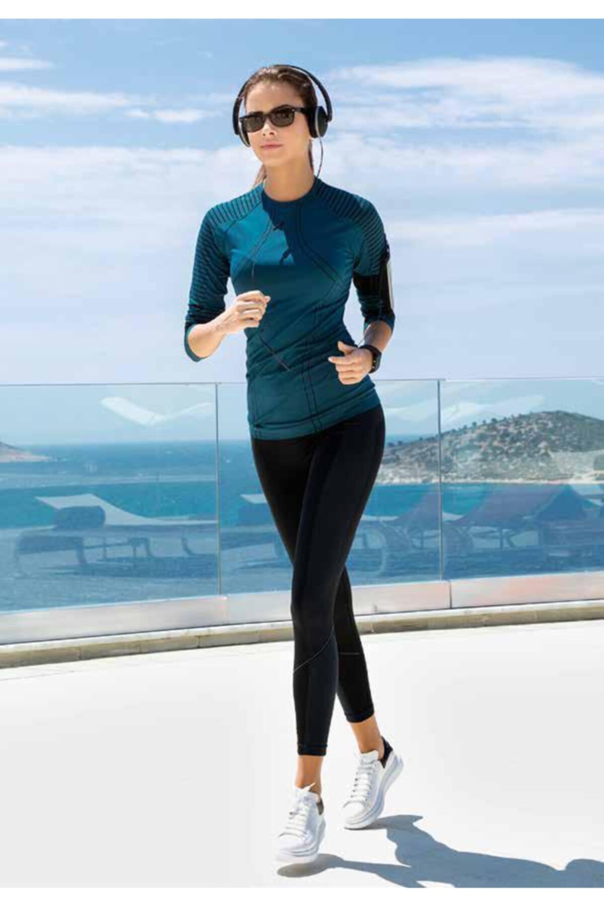 Yeni İnci Siyah Petrol Sporcu Tayt Alt Üst Takım