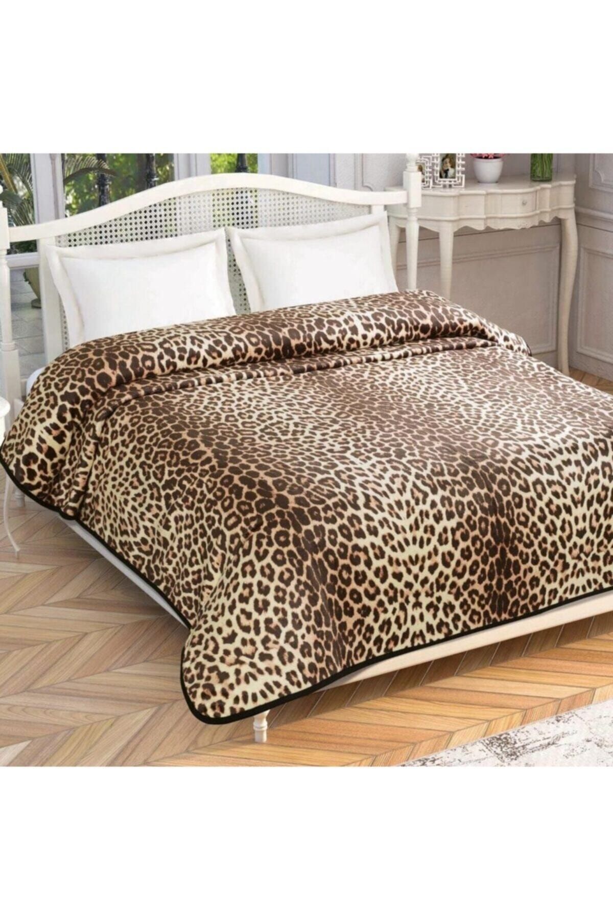 Taç Leopard Çift Kişilik Battaniye Kahve 220*240