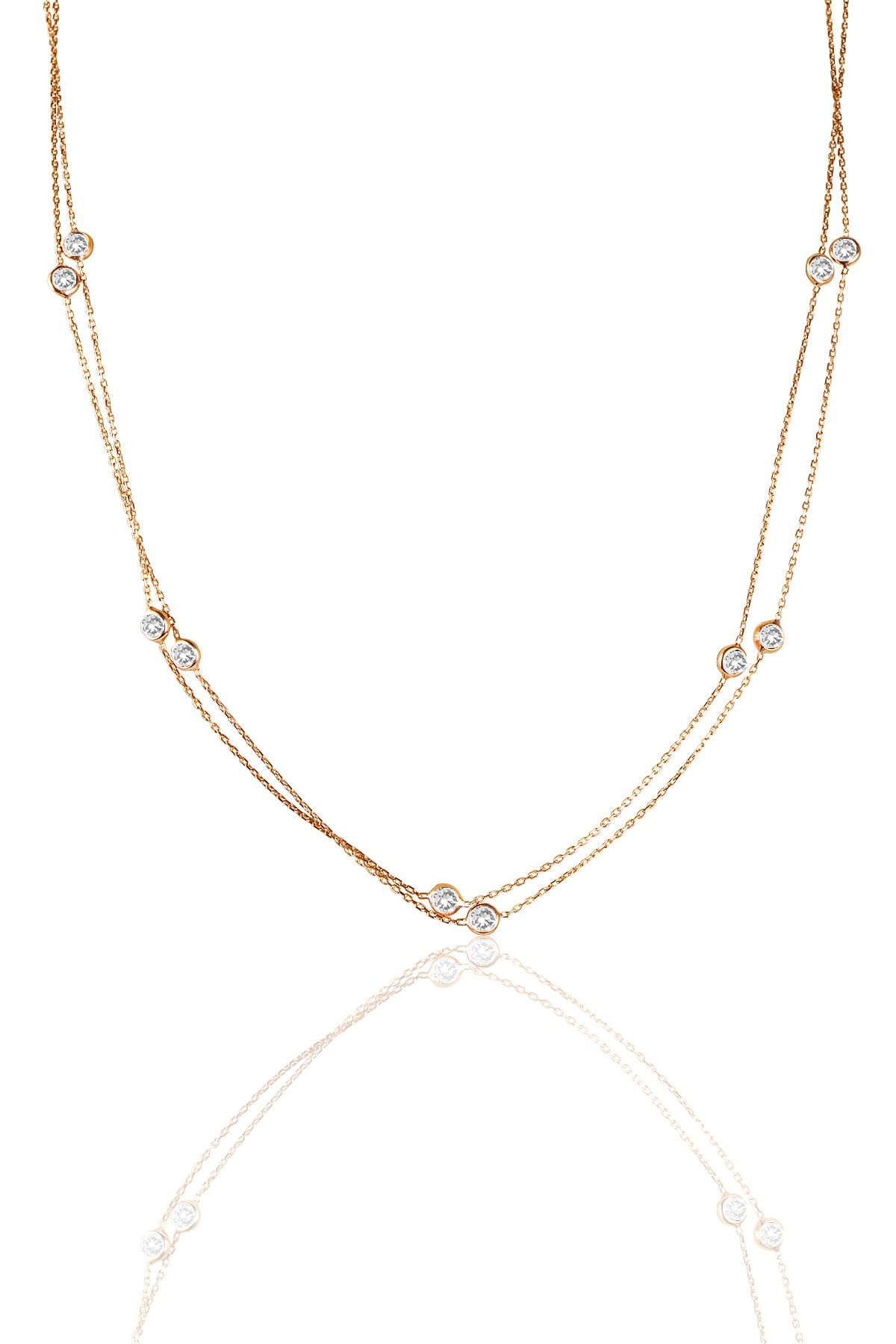 Söğütlü Silver Gümüş Rose Zirkon Sıra Taşlı Kolye