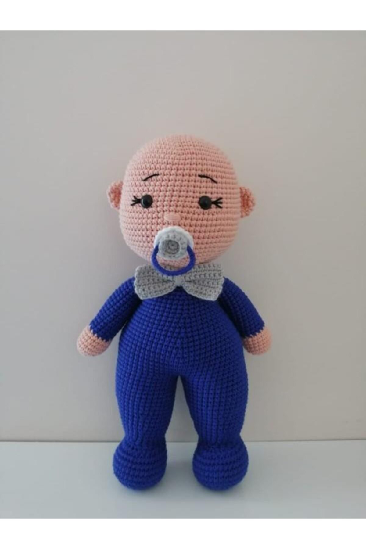 OYUNCAKPARK Saks Mavisi Erkek Emzikli Tombiş Bebek Amigurumi Organik Oyuncak
