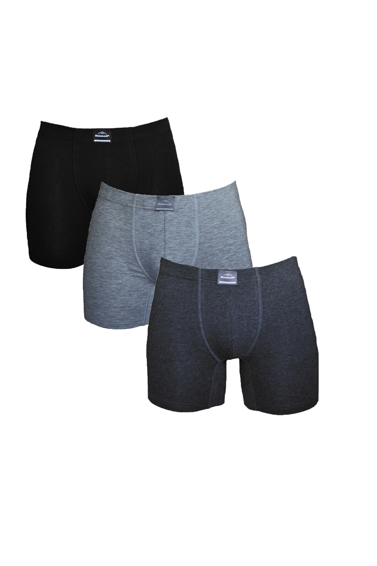 Malabadi 3 Lü Paket Siyah - Gri - Antrasit Renk Erkek Uzun Boxer Pamuklu Erkek Baksır 073