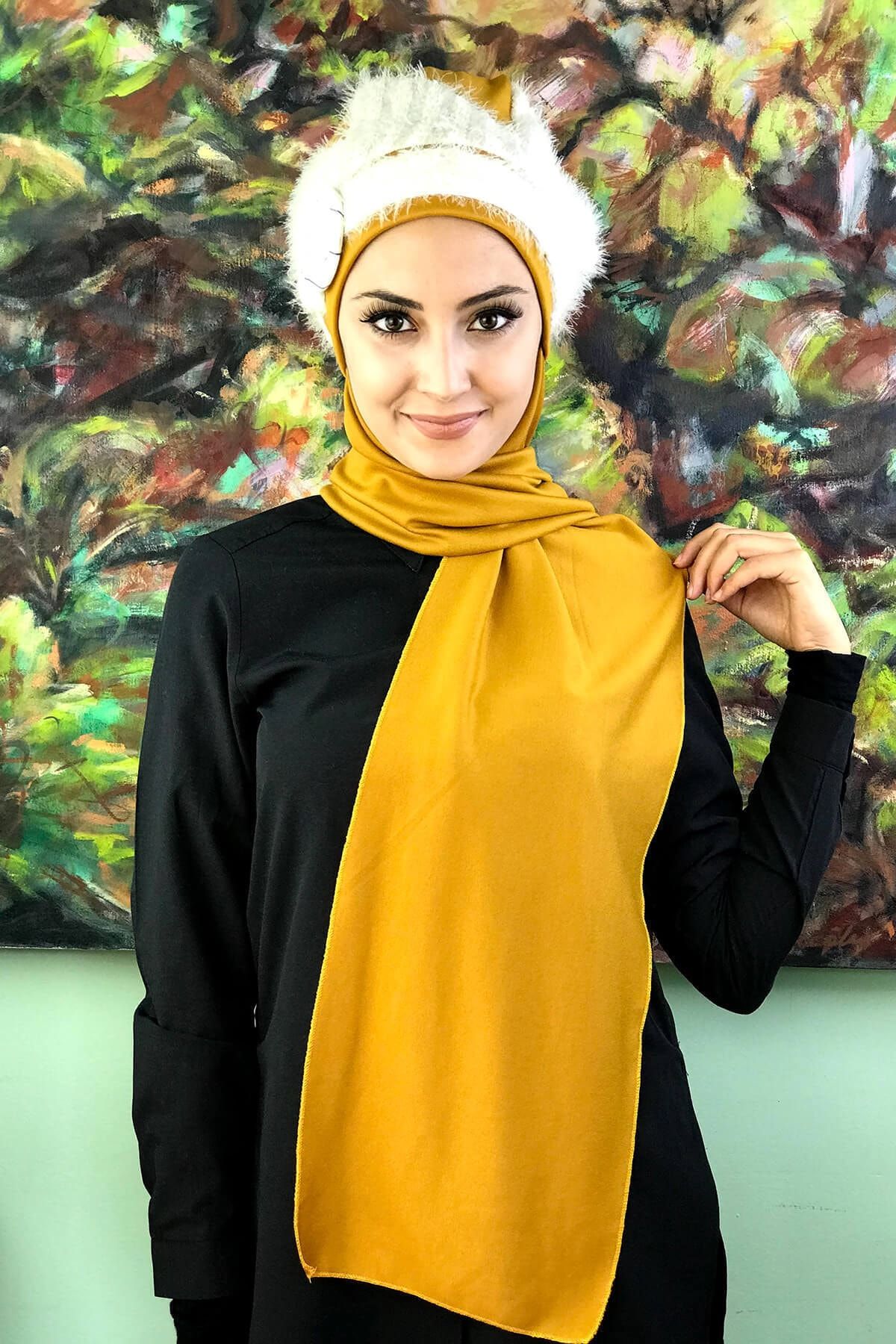 Yoisho Store Hardal Rengi Atkılı Bere Hardal Sarısı