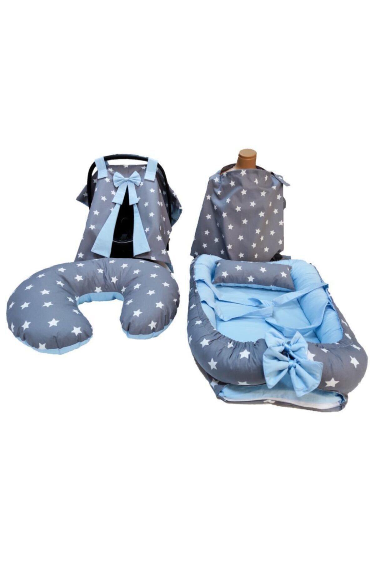 Yuar Baby Nef Butik Anne Yanı&puset Örtüsü&bebek Emzirme Örtüsü&emzirme/reflü Yastığı 4'lü Set