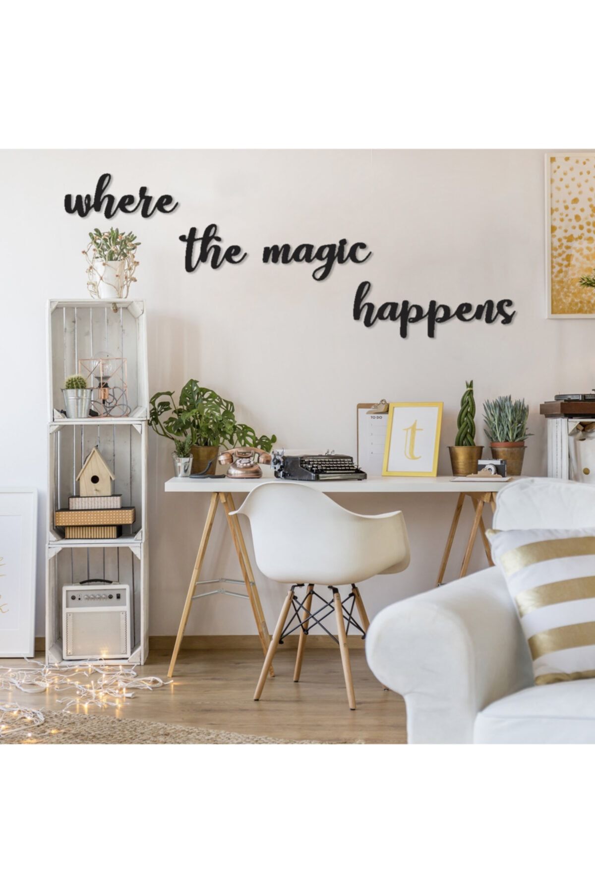 DekArt Home Where The Magic Happens - Metal Duvar Yazısı