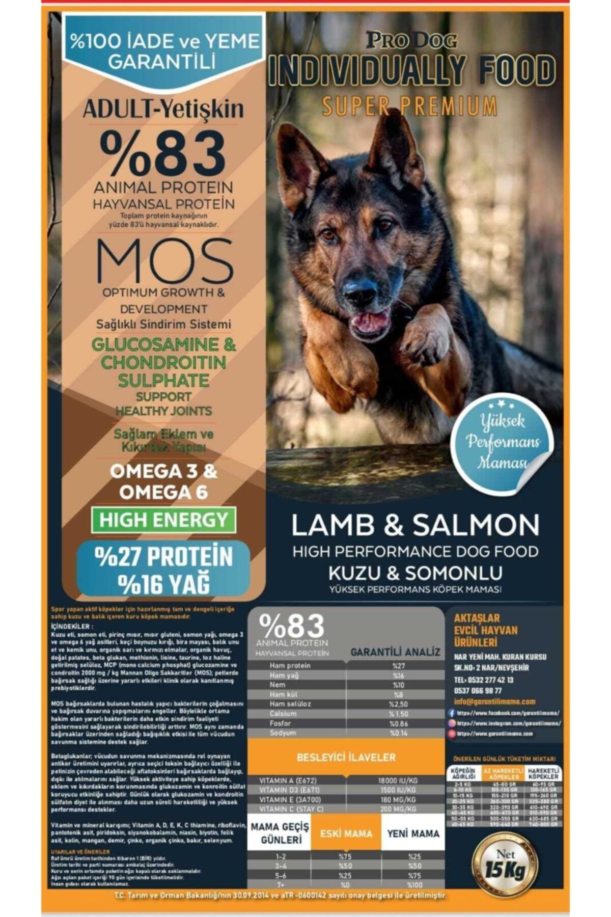 individually Pro Dog Individually Süper Premium Kuzu Et Li & Somonlu Yetişkin Köpek Maması 15 Kg