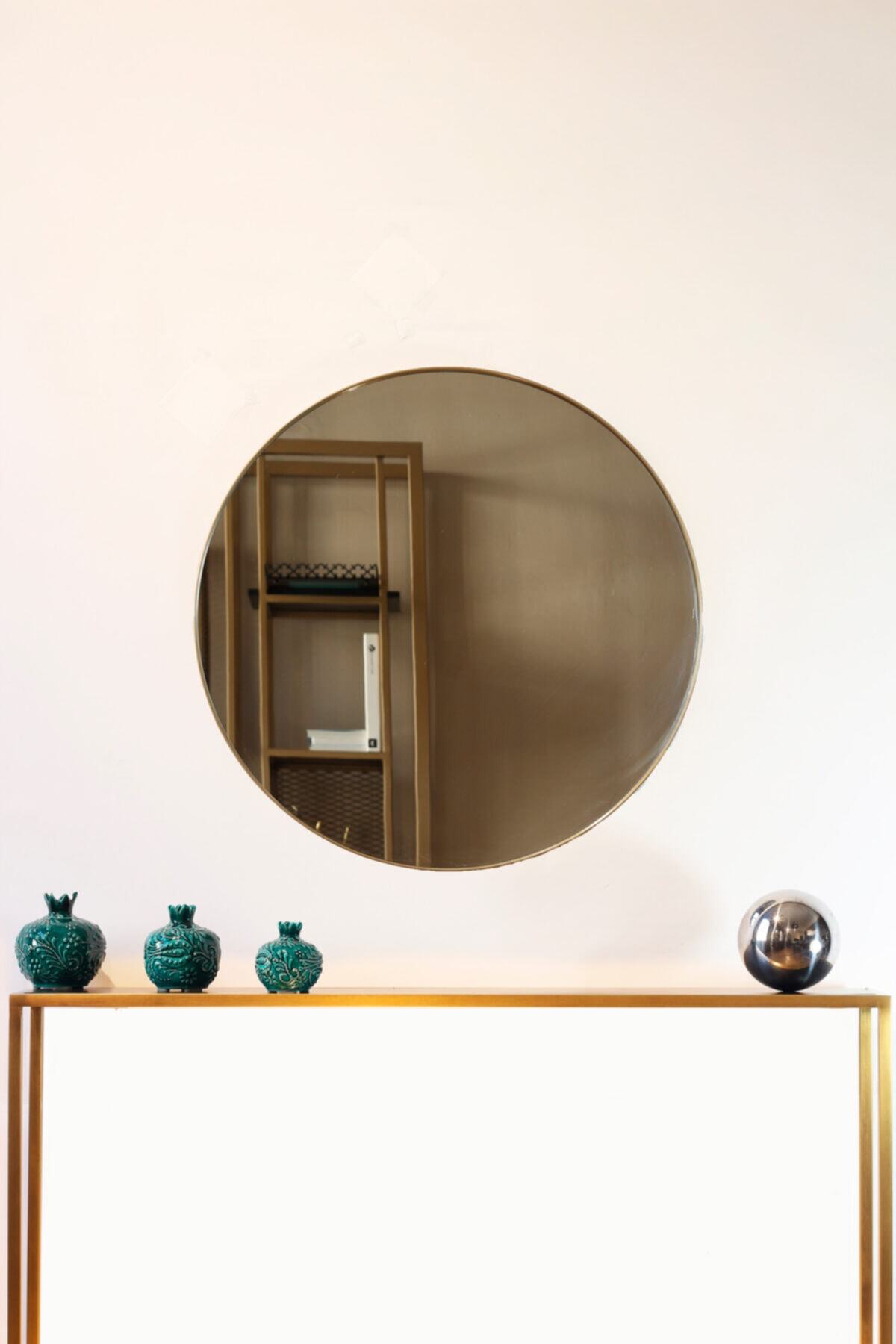 Munima Gold Metal Çerçeveli  Duvar Aynası 60 cm