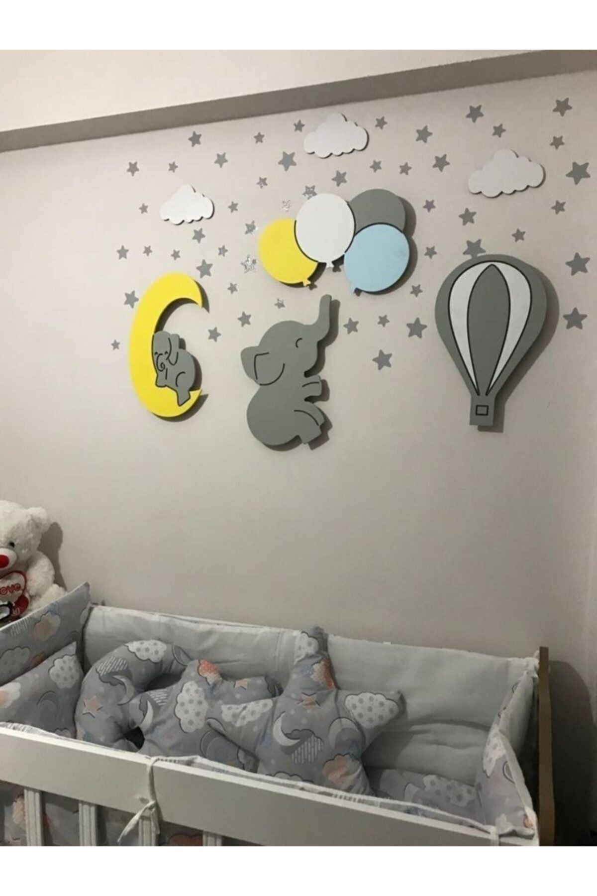 Işıklıtoplardükkanı Çocuk Odası Aydınlatma Dörtlü Balon Ayüzeri Uyuyan Fil Dik Fil Ve Balon