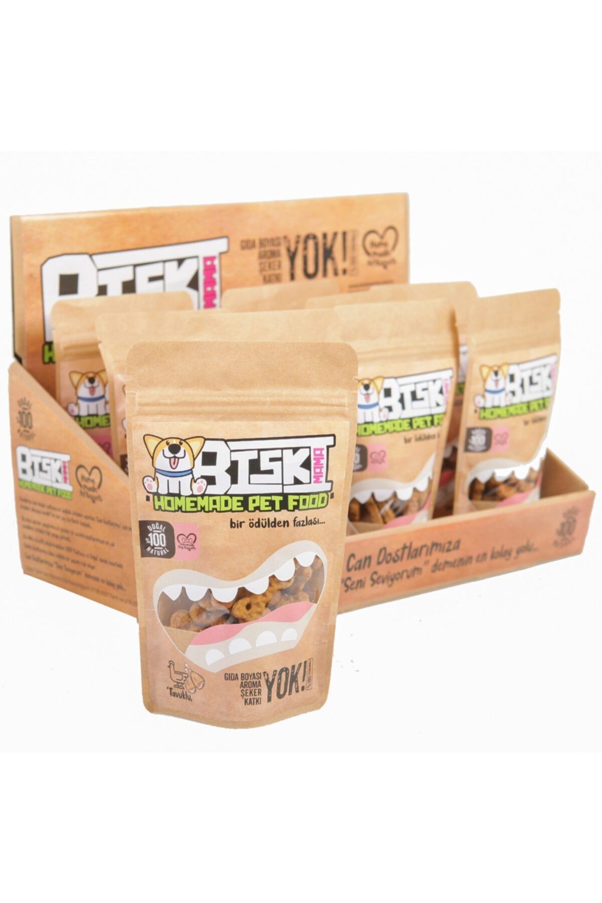 Biskimama %100 Katkısız Ve Doğal Gerçek Tavuk Etli Kemik Bisküvisi Köpek Ödül Maması 100gr