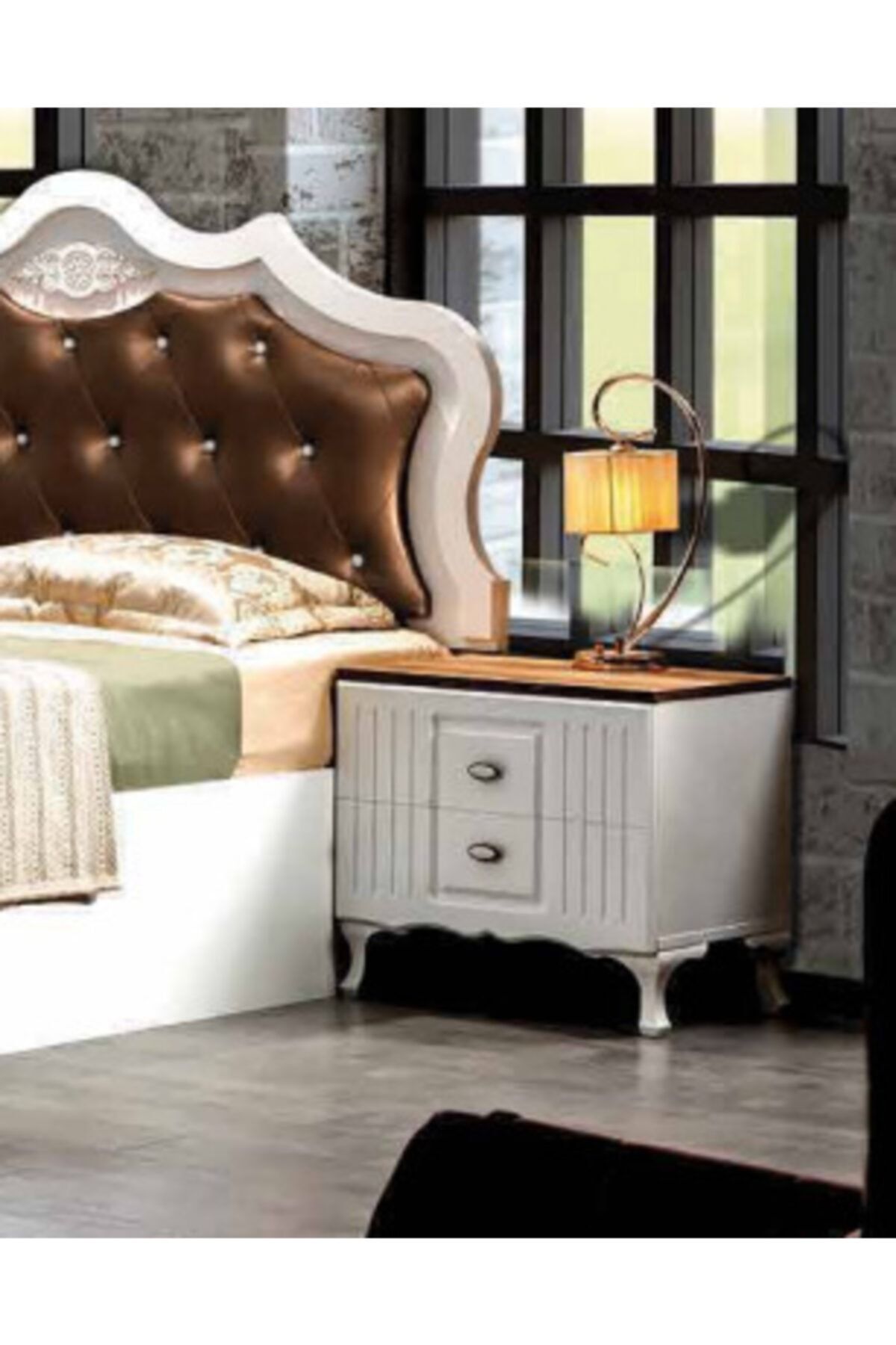 DARDASON K414 Saray Çift Çekmeceli Ayaklı Komodin